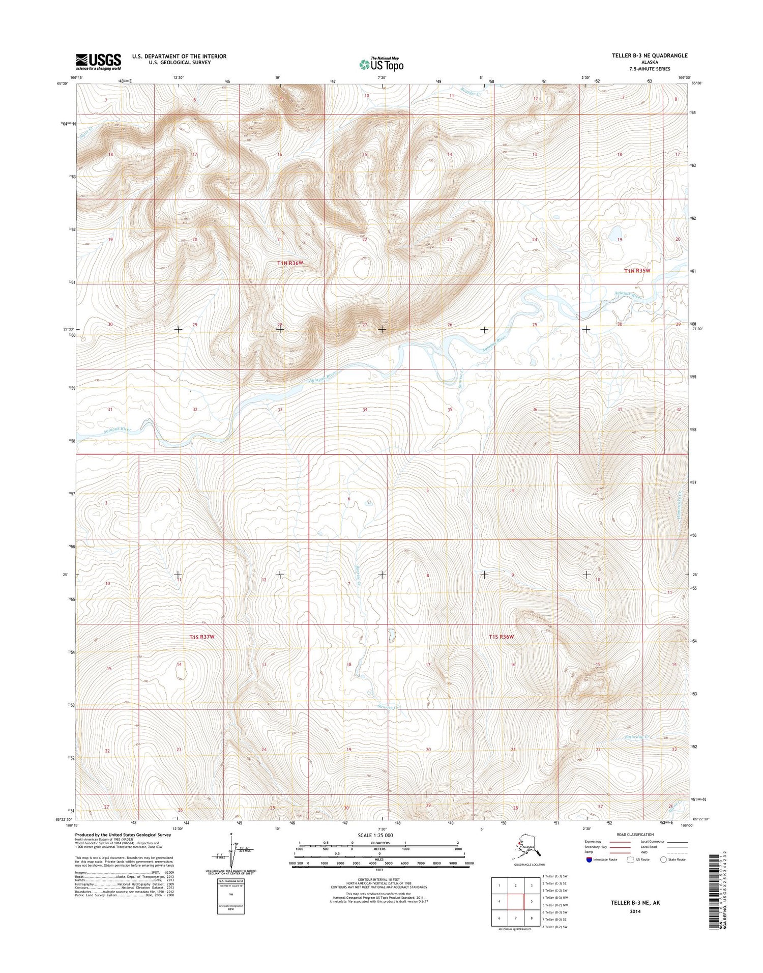 Teller B-3 NE Alaska US Topo Map Image