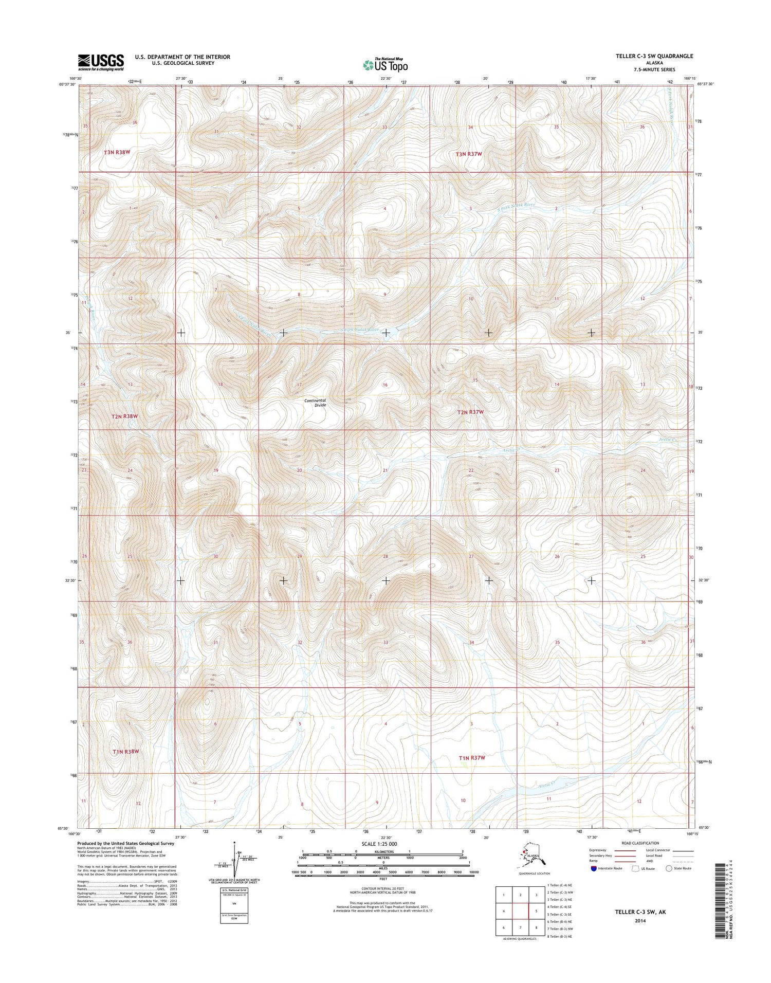 Teller C-3 SW Alaska US Topo Map Image