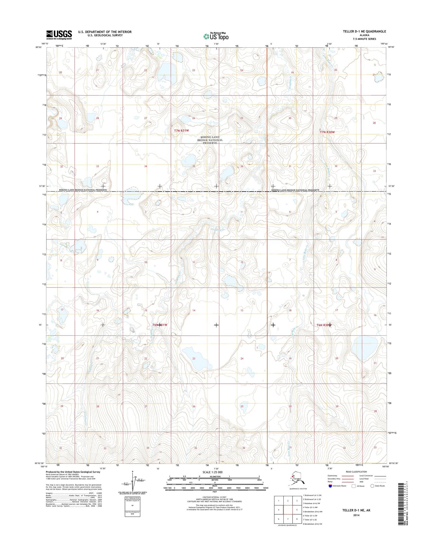 Teller D-1 NE Alaska US Topo Map Image