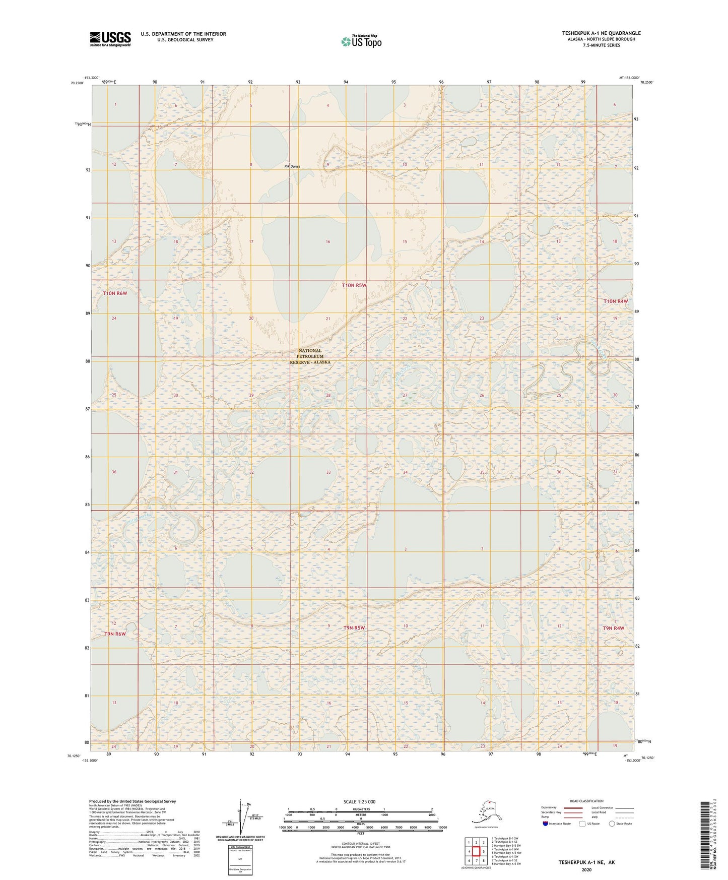 Teshekpuk A-1 NE Alaska US Topo Map Image
