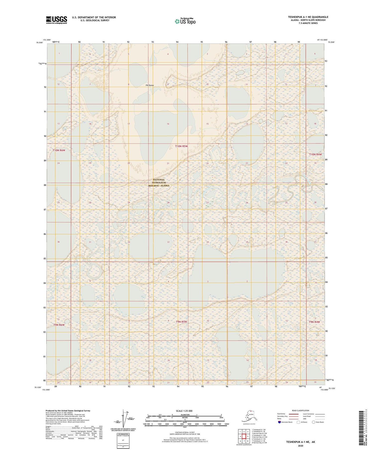 Teshekpuk A-1 NE Alaska US Topo Map Image