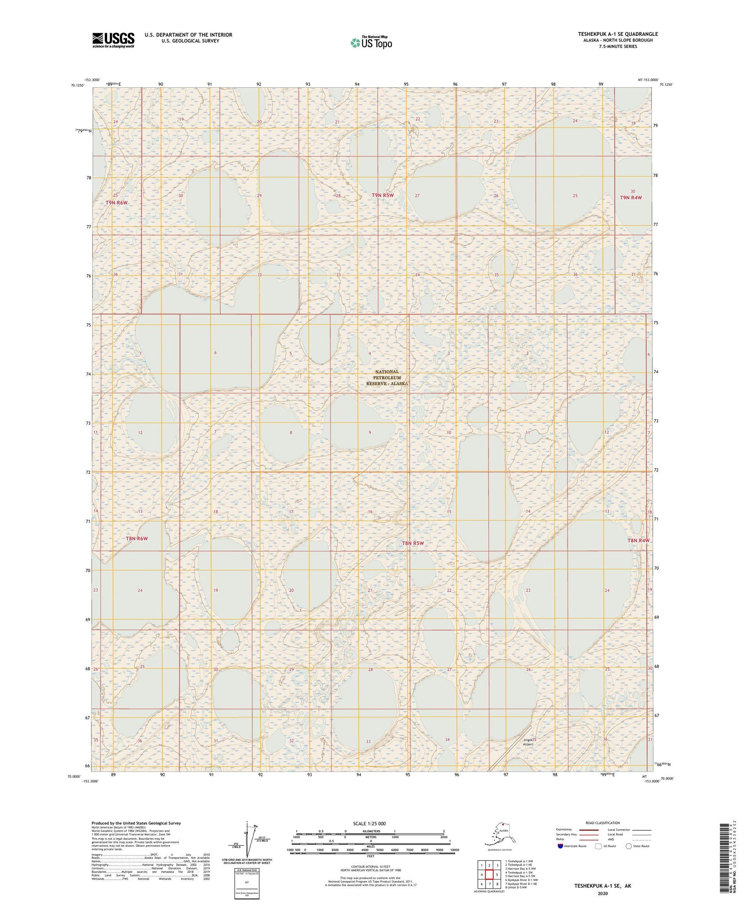 Teshekpuk A-1 SE Alaska US Topo Map Image