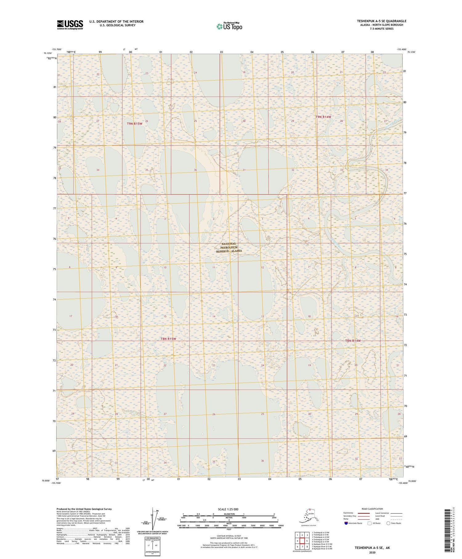 Teshekpuk A-5 SE Alaska US Topo Map Image