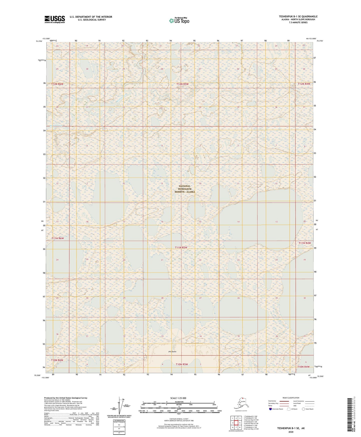 Teshekpuk B-1 SE Alaska US Topo Map Image