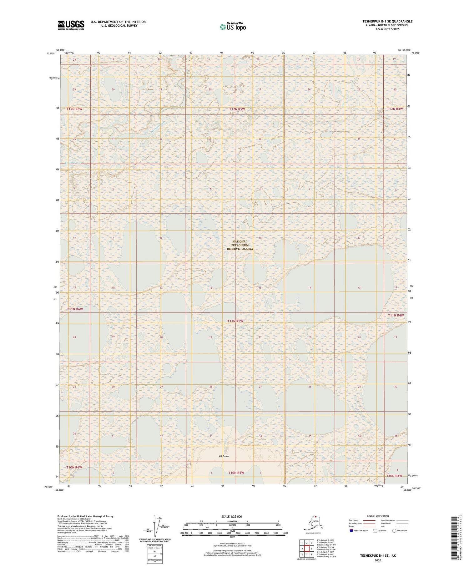 Teshekpuk B-1 SE Alaska US Topo Map Image