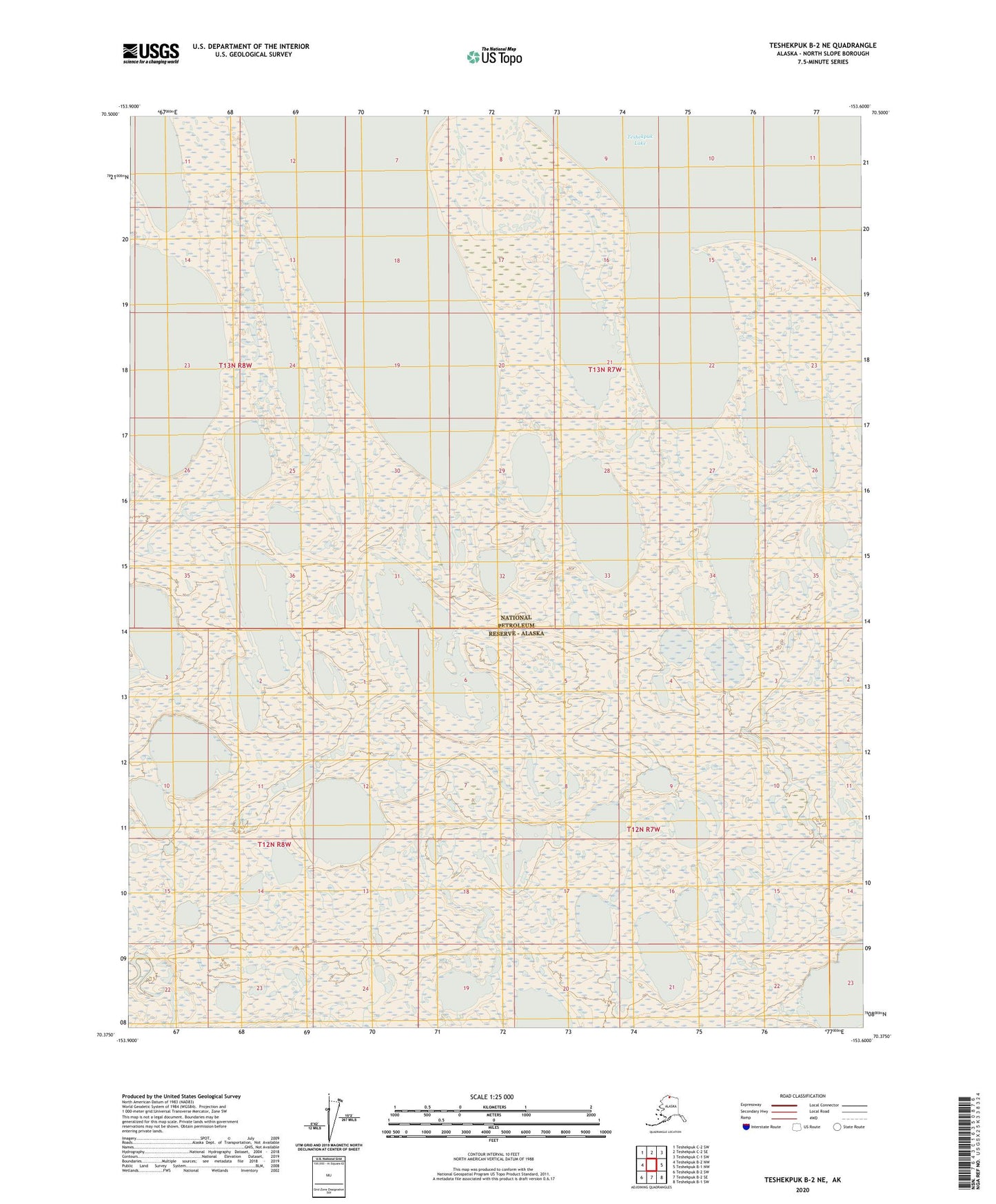 Teshekpuk B-2 NE Alaska US Topo Map Image
