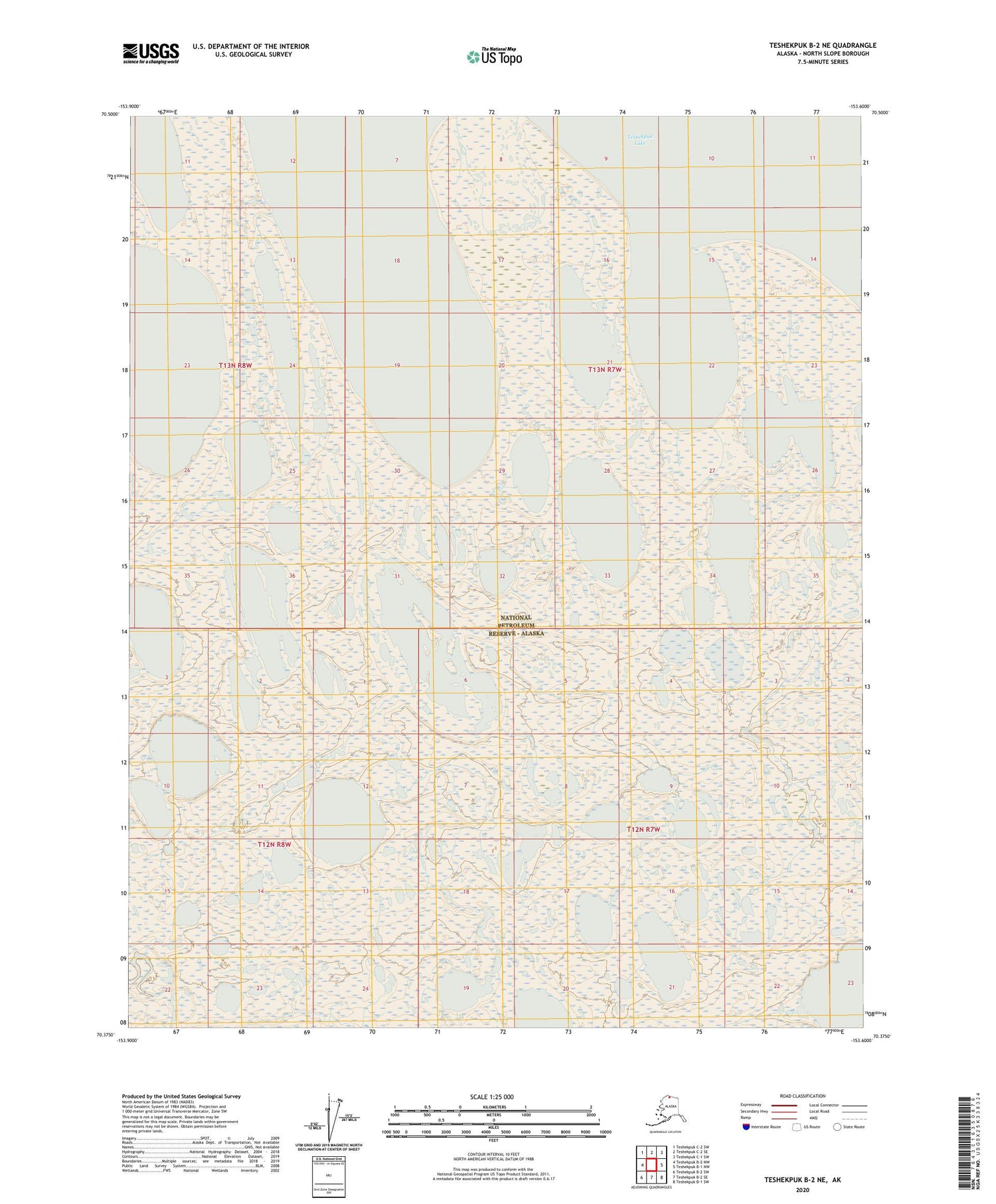 Teshekpuk B-2 NE Alaska US Topo Map Image