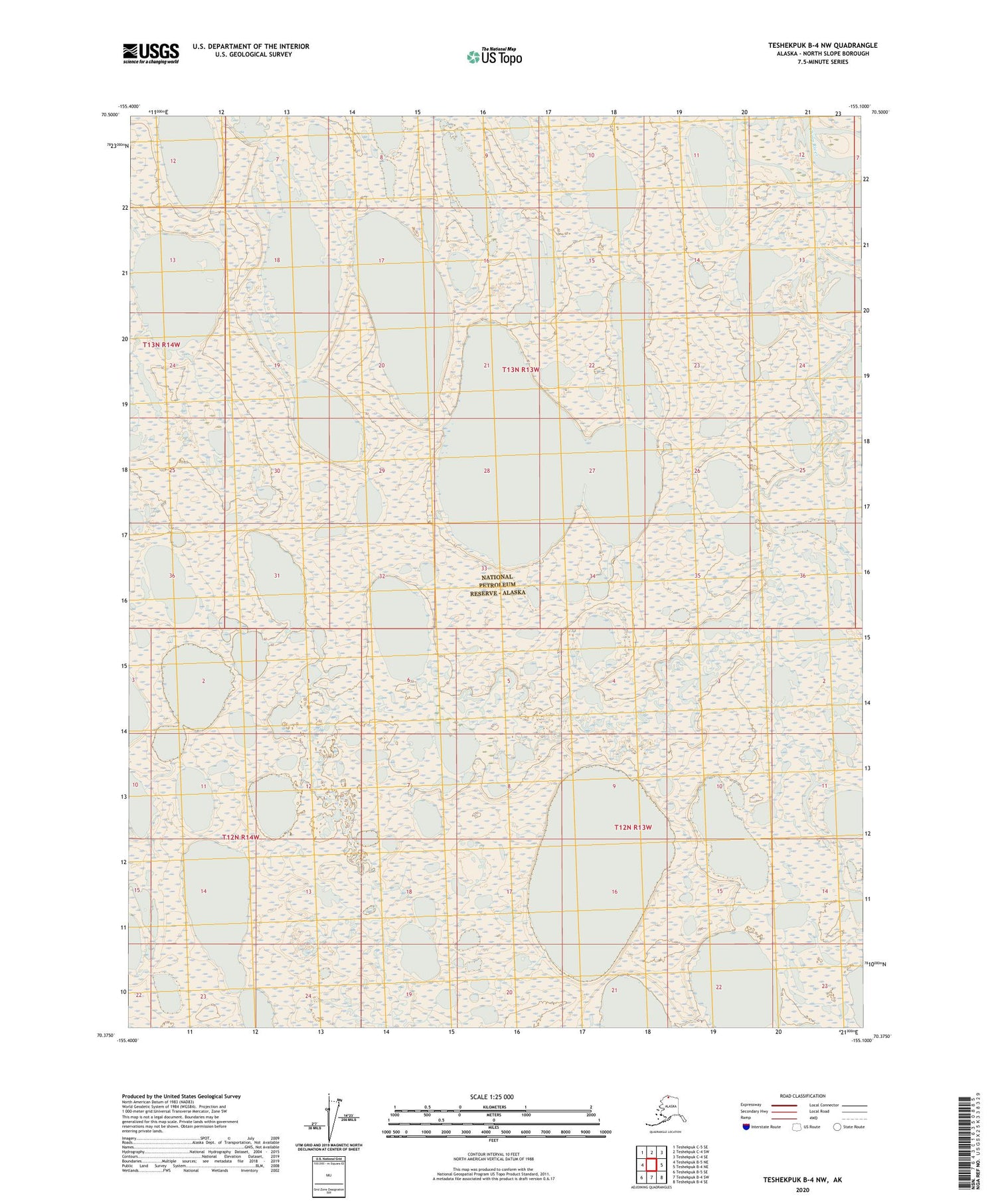 Teshekpuk B-4 NW Alaska US Topo Map Image