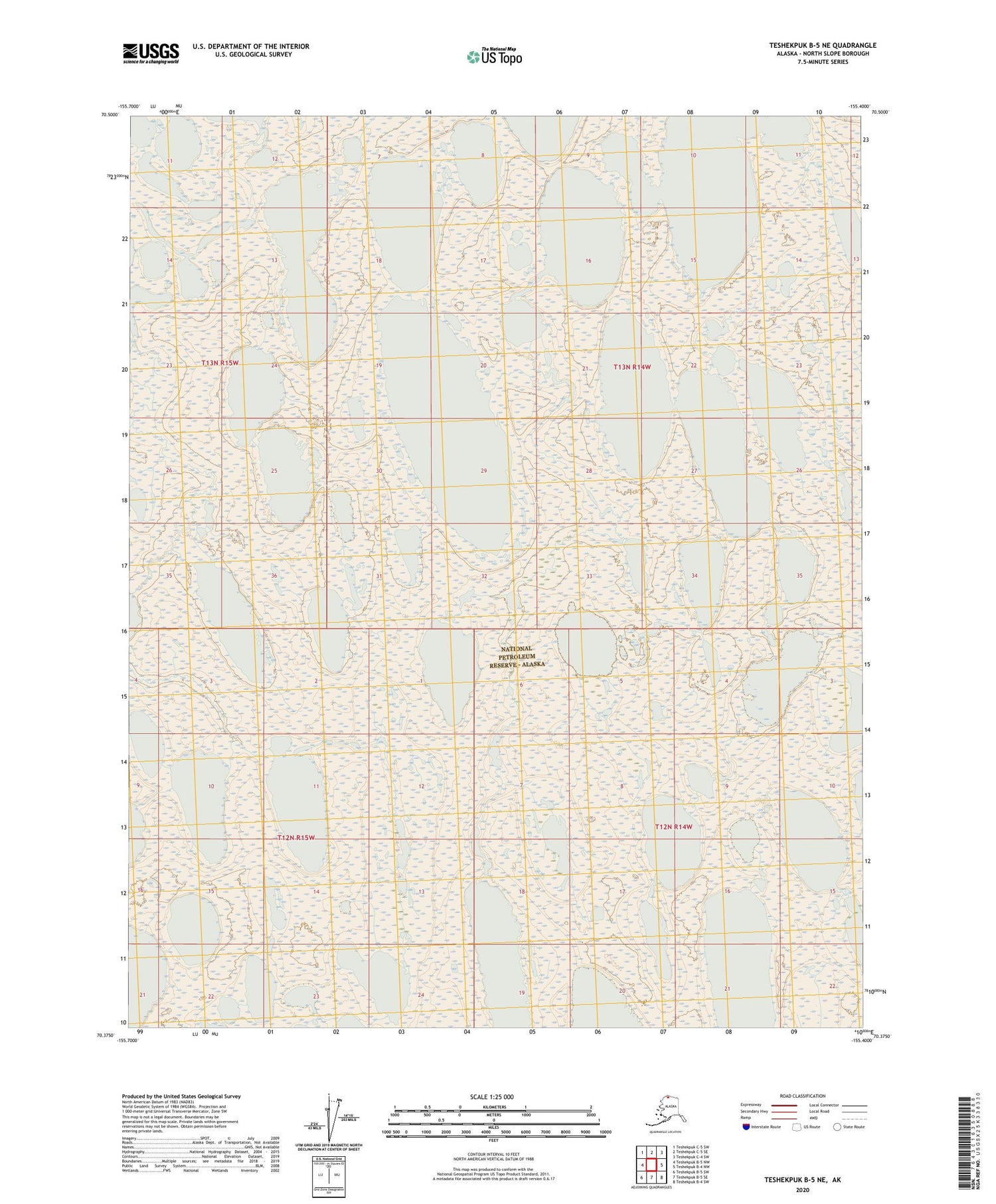Teshekpuk B-5 NE Alaska US Topo Map Image