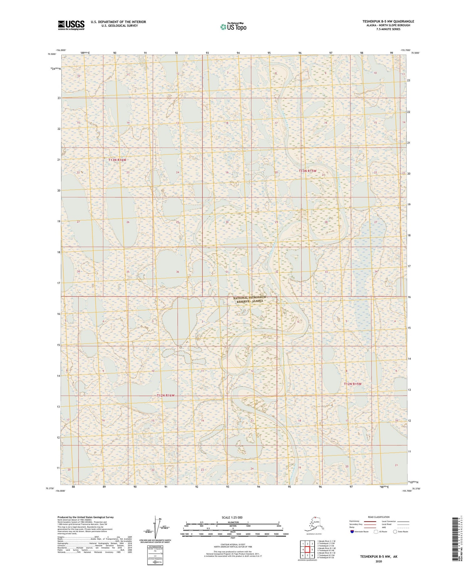 Teshekpuk B-5 NW Alaska US Topo Map Image