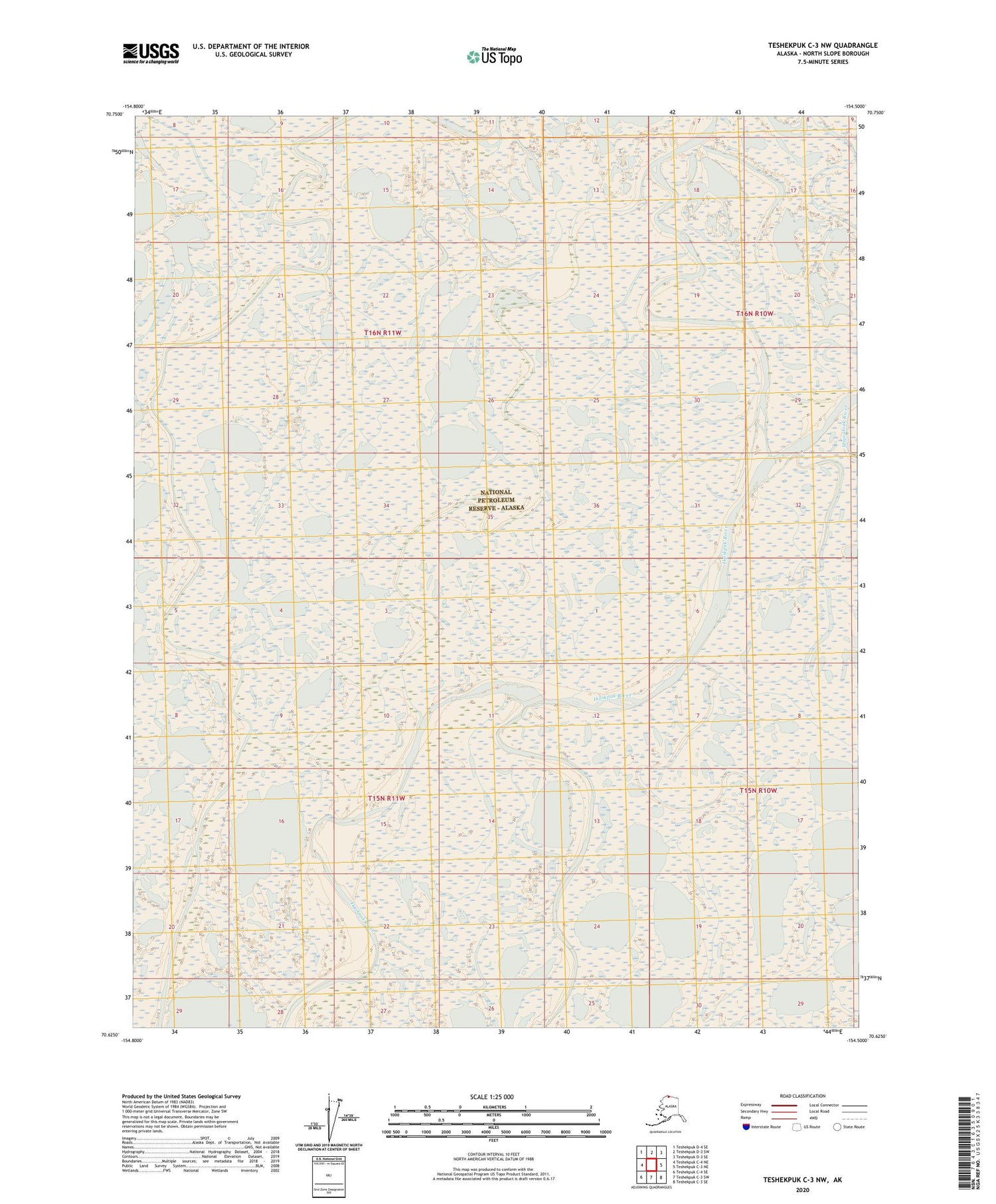 Teshekpuk C-3 NW Alaska US Topo Map Image