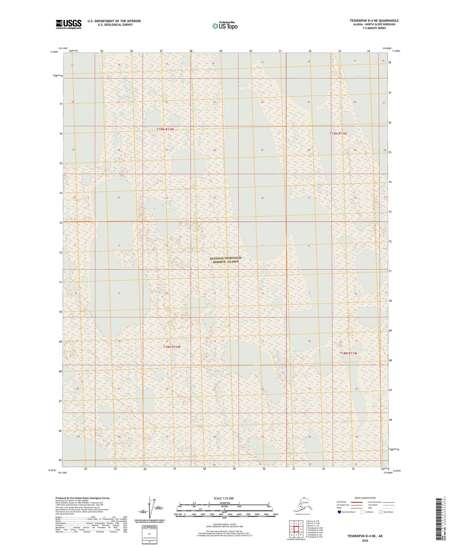 Teshekpuk D-4 NE Alaska US Topo Map Image