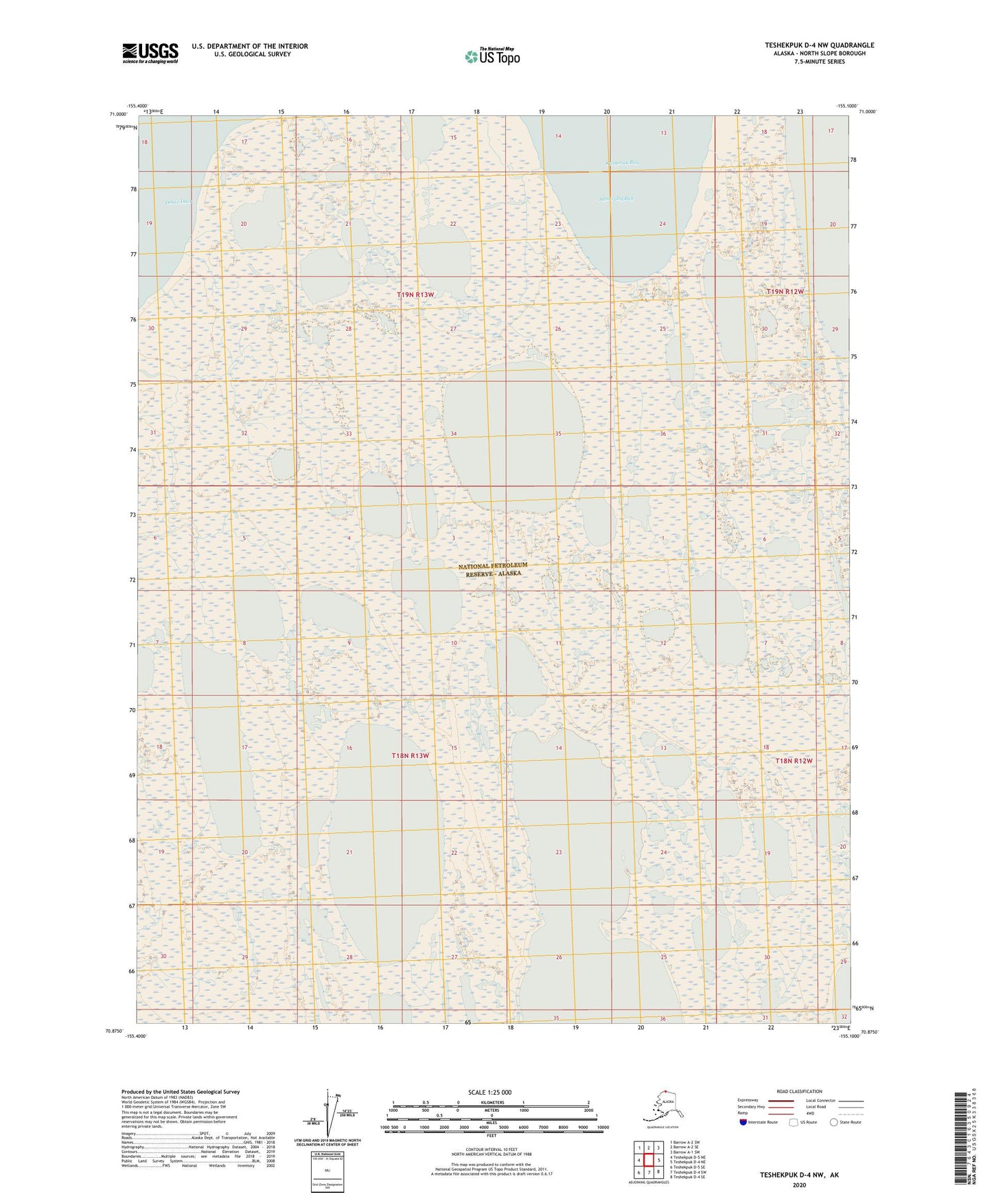 Teshekpuk D-4 NW Alaska US Topo Map Image