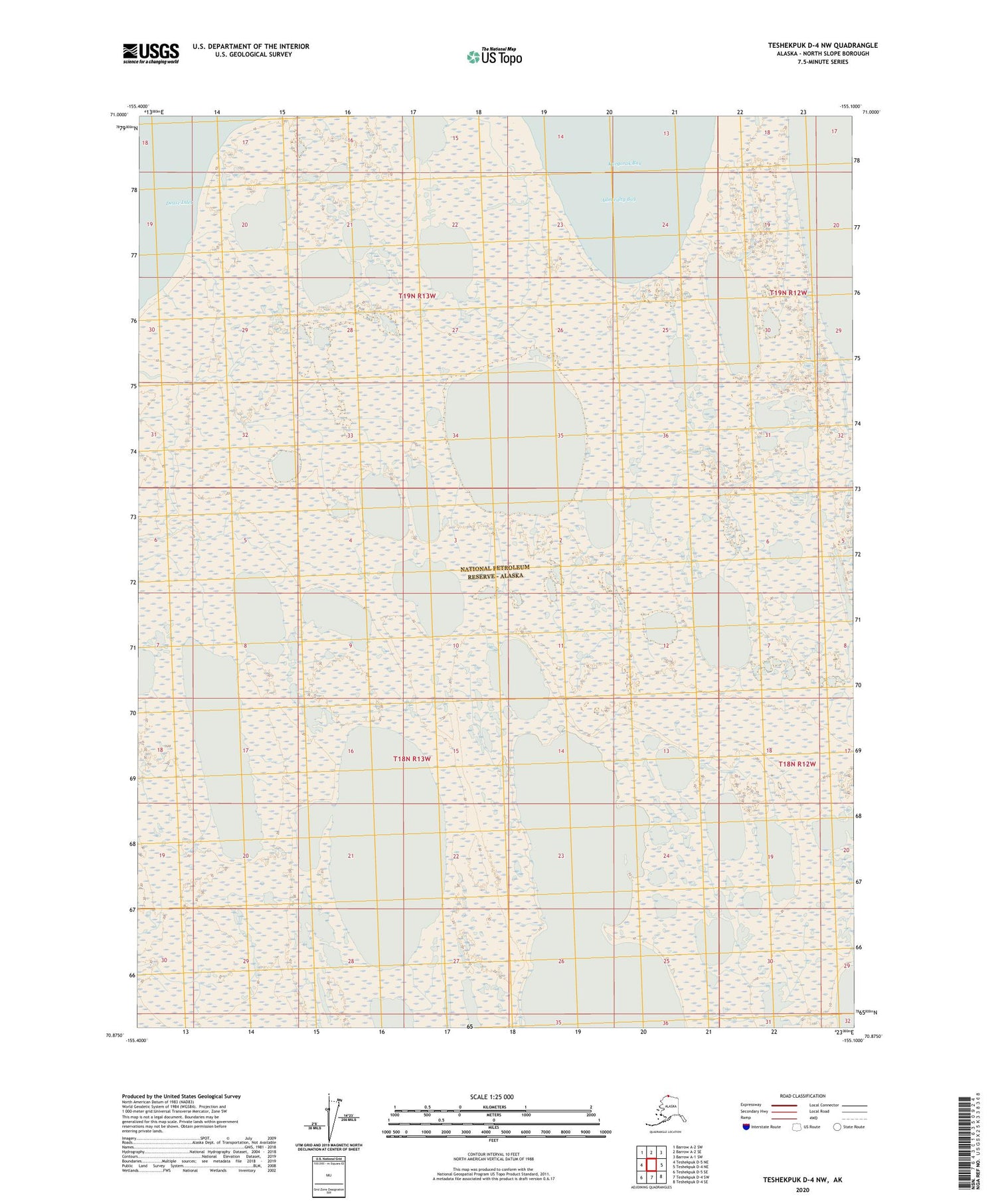 Teshekpuk D-4 NW Alaska US Topo Map Image