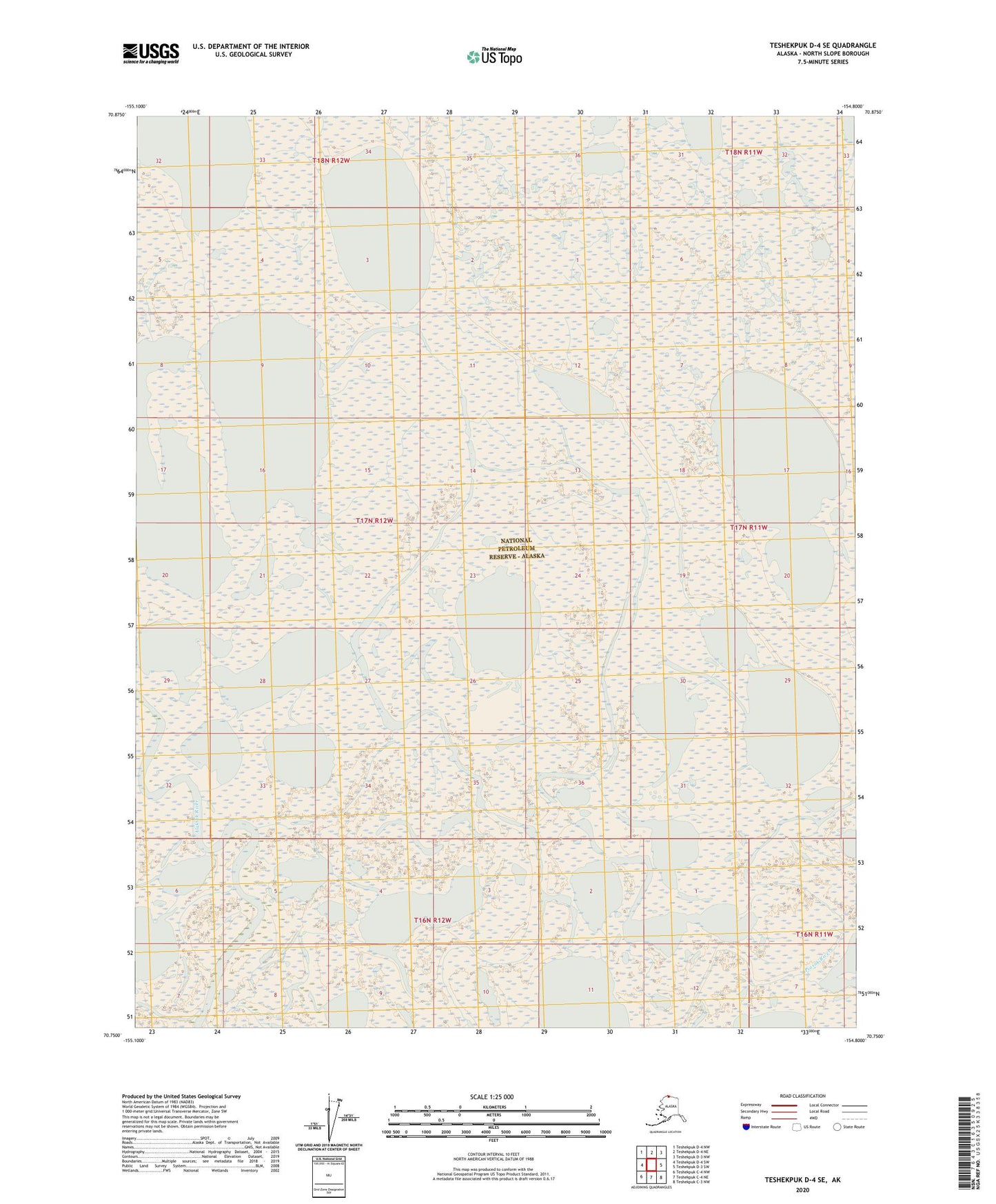 Teshekpuk D-4 SE Alaska US Topo Map Image