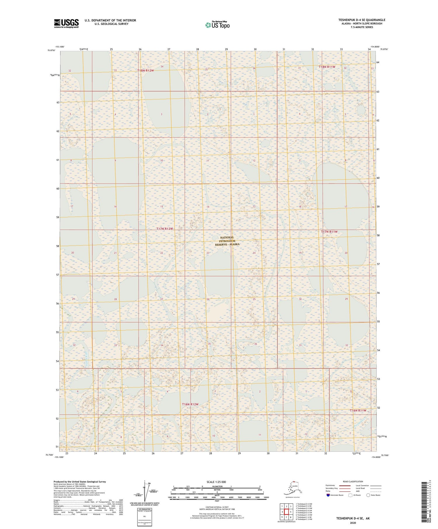 Teshekpuk D-4 SE Alaska US Topo Map Image