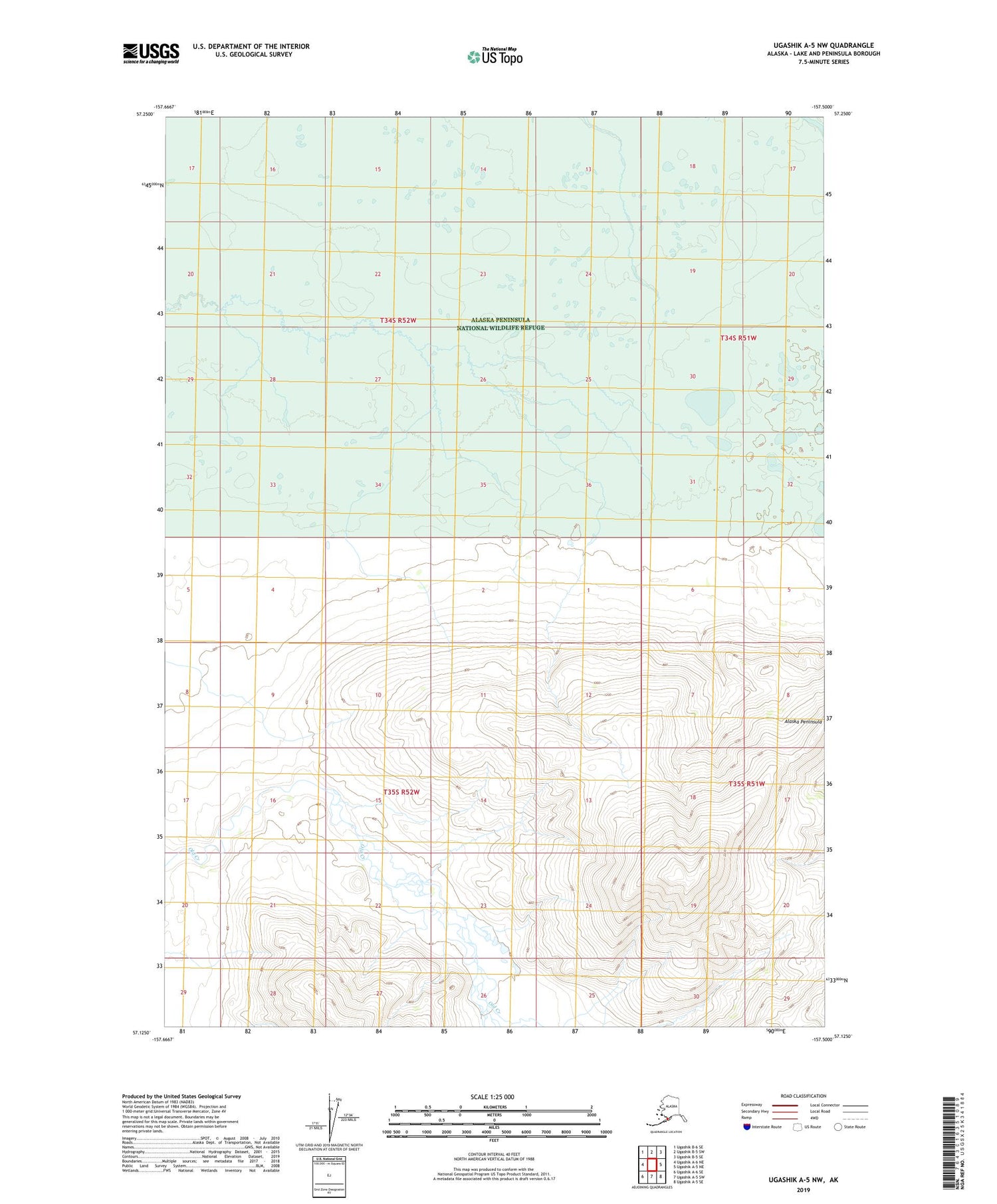 Ugashik A-5 NW Alaska US Topo Map Image