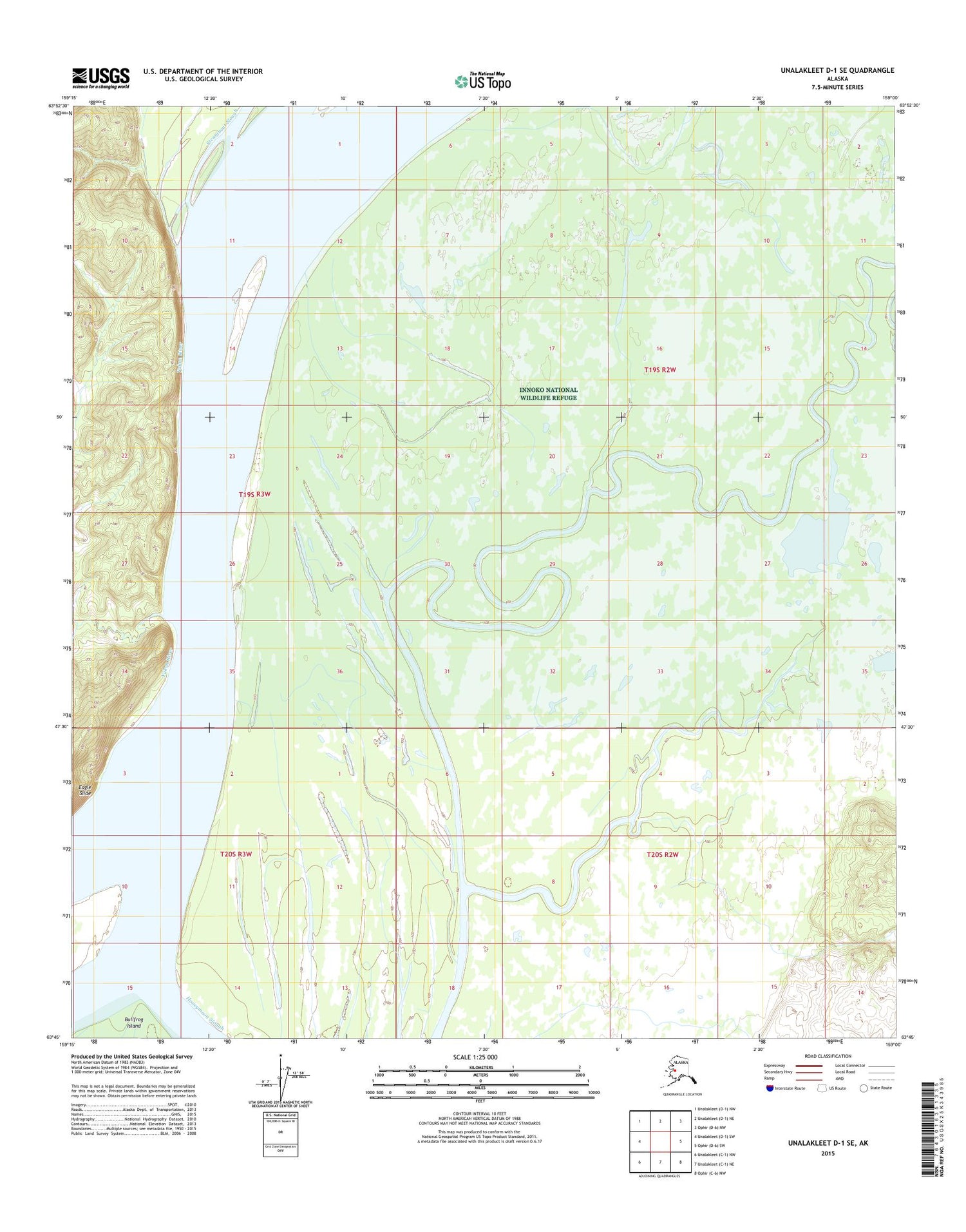 Unalakleet D-1 SE Alaska US Topo Map Image