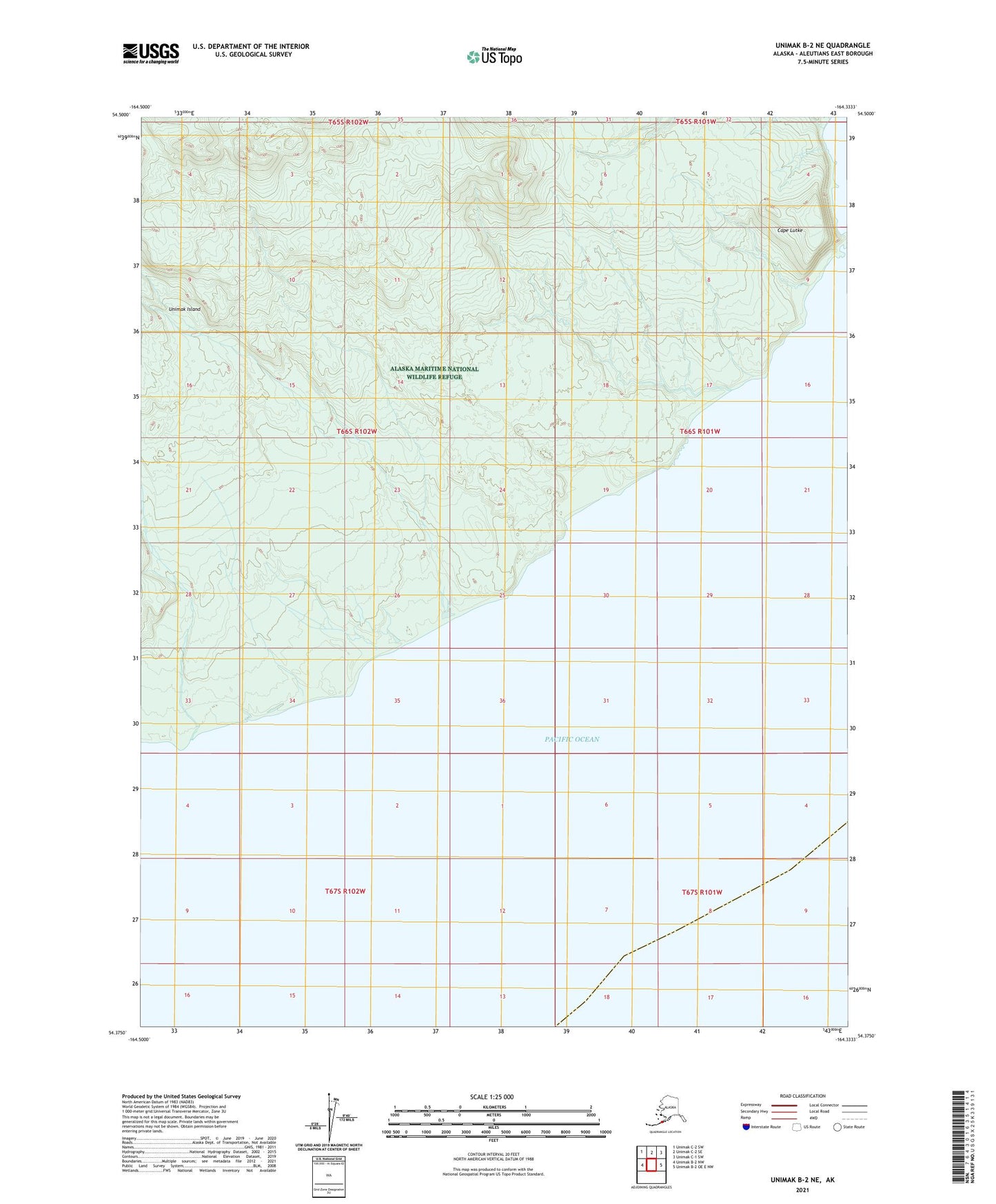 Unimak B-2 NE Alaska US Topo Map Image