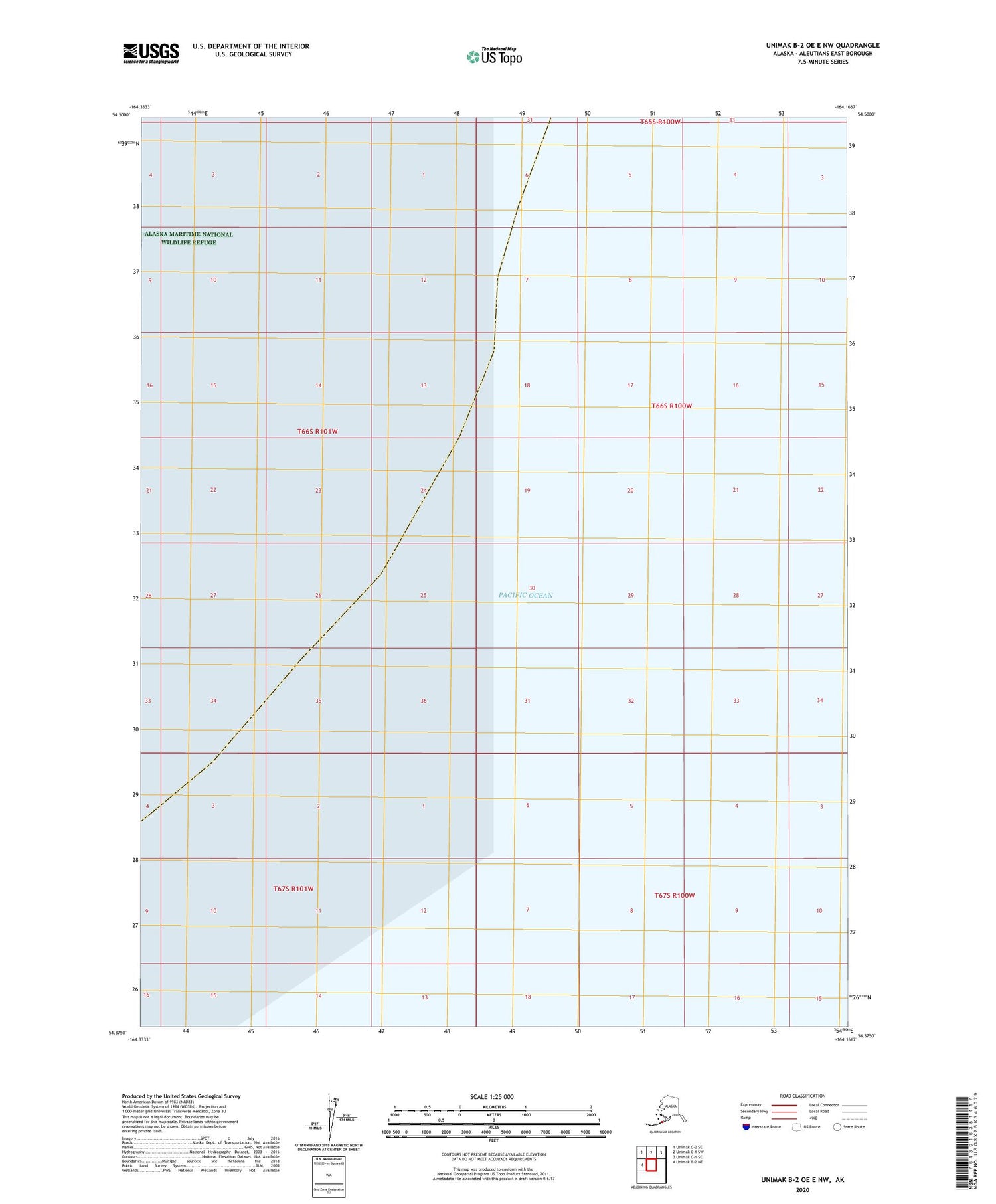 Unimak B-2 OE E NW Alaska US Topo Map Image