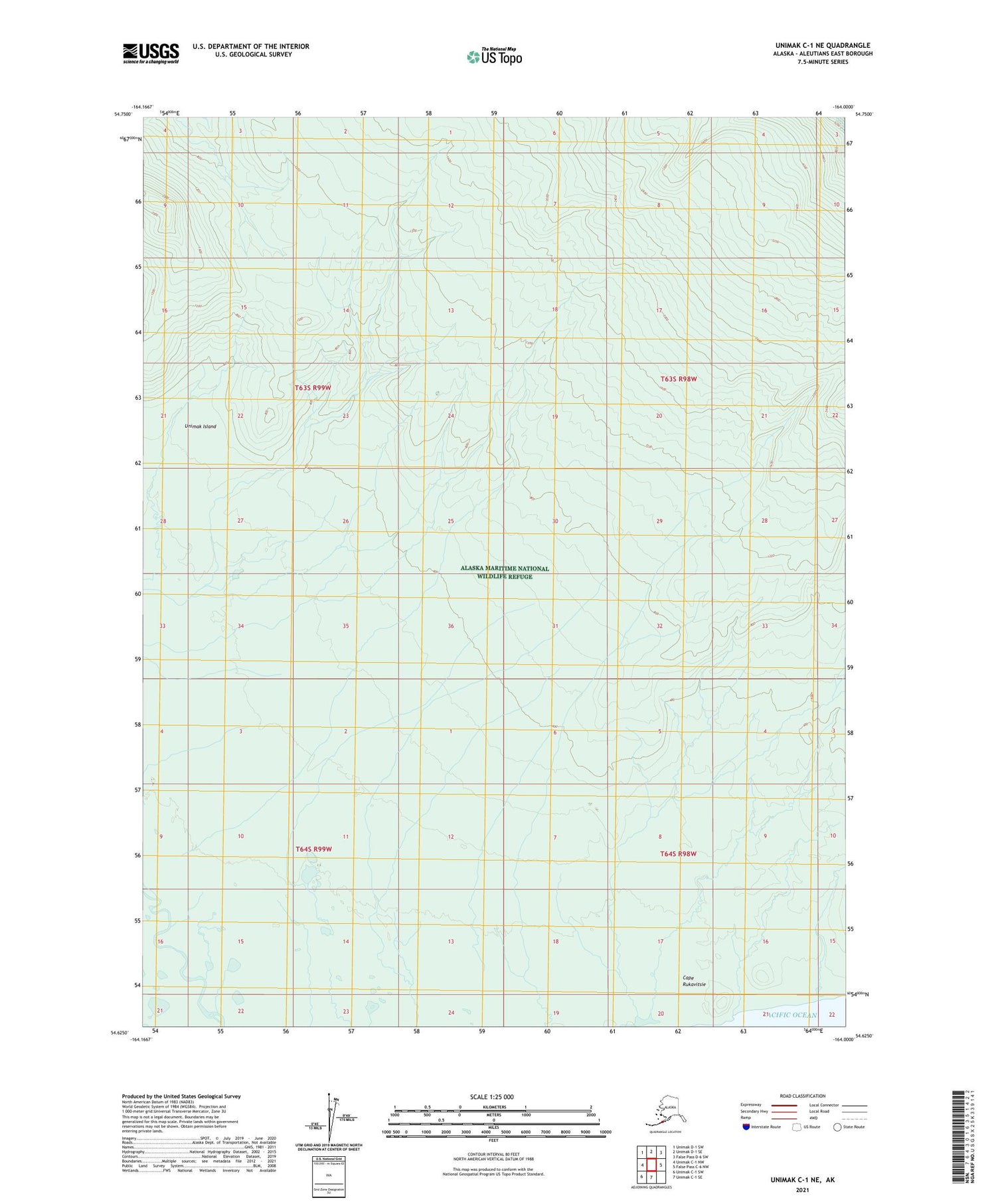 Unimak C-1 NE Alaska US Topo Map Image