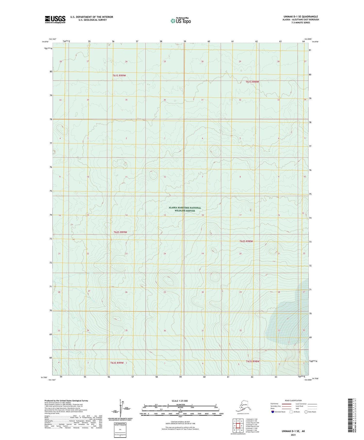 Unimak D-1 SE Alaska US Topo Map Image