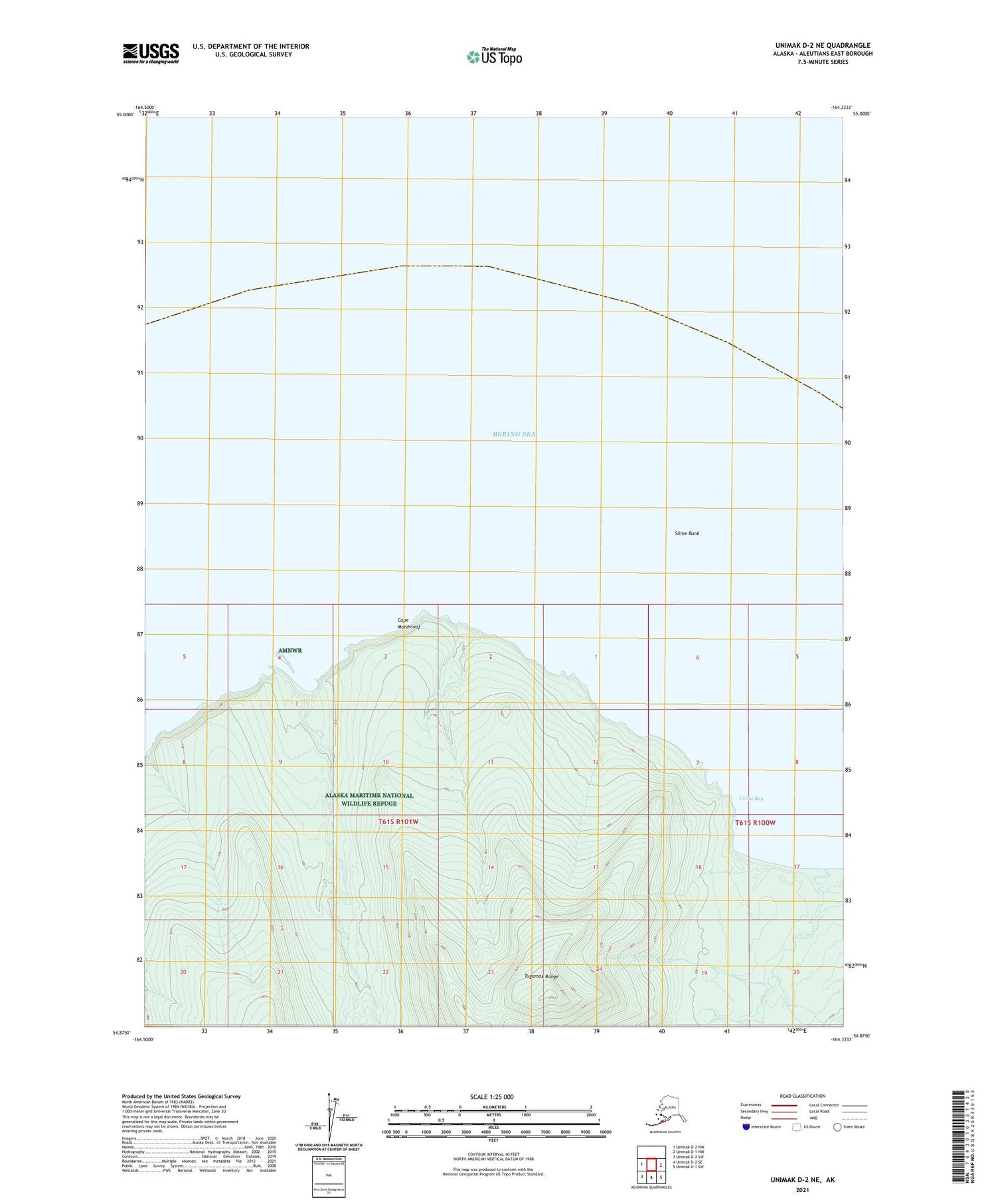 Unimak D-2 NE Alaska US Topo Map Image