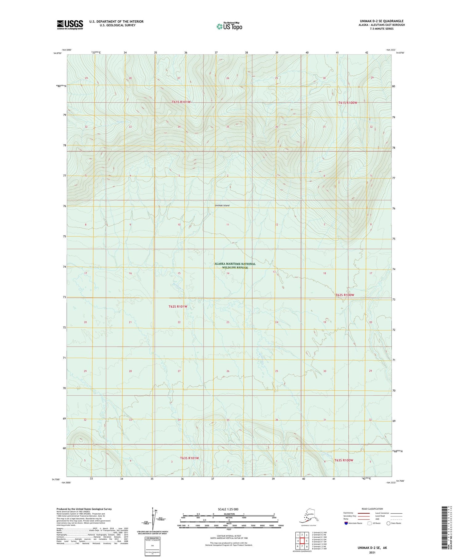 Unimak D-2 SE Alaska US Topo Map Image