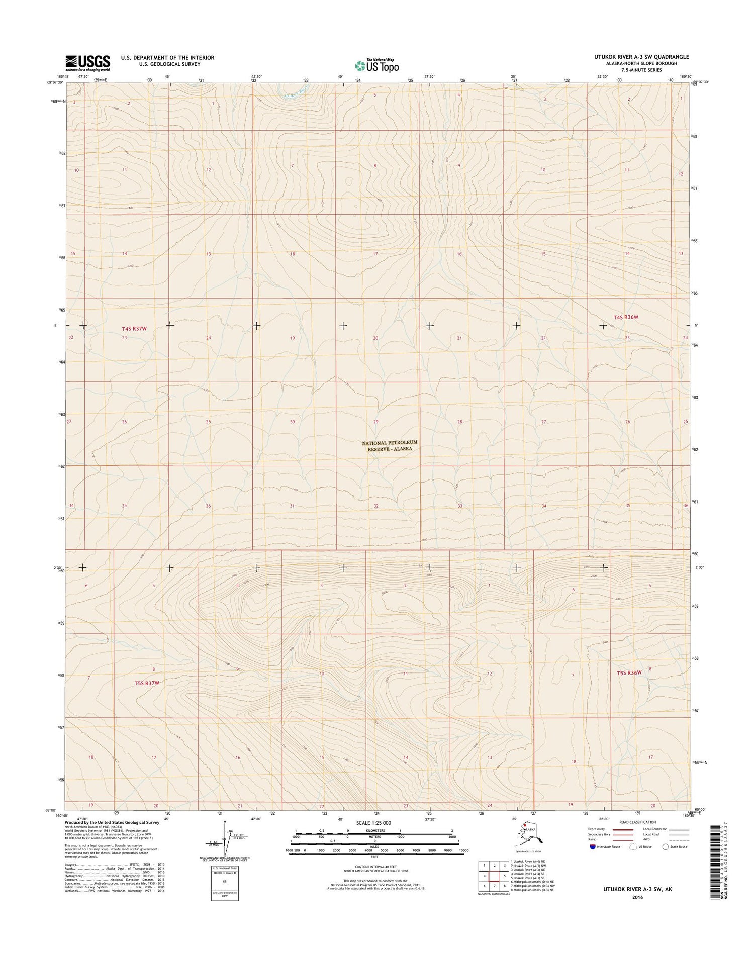 Utukok River A-3 SW Alaska US Topo Map Image