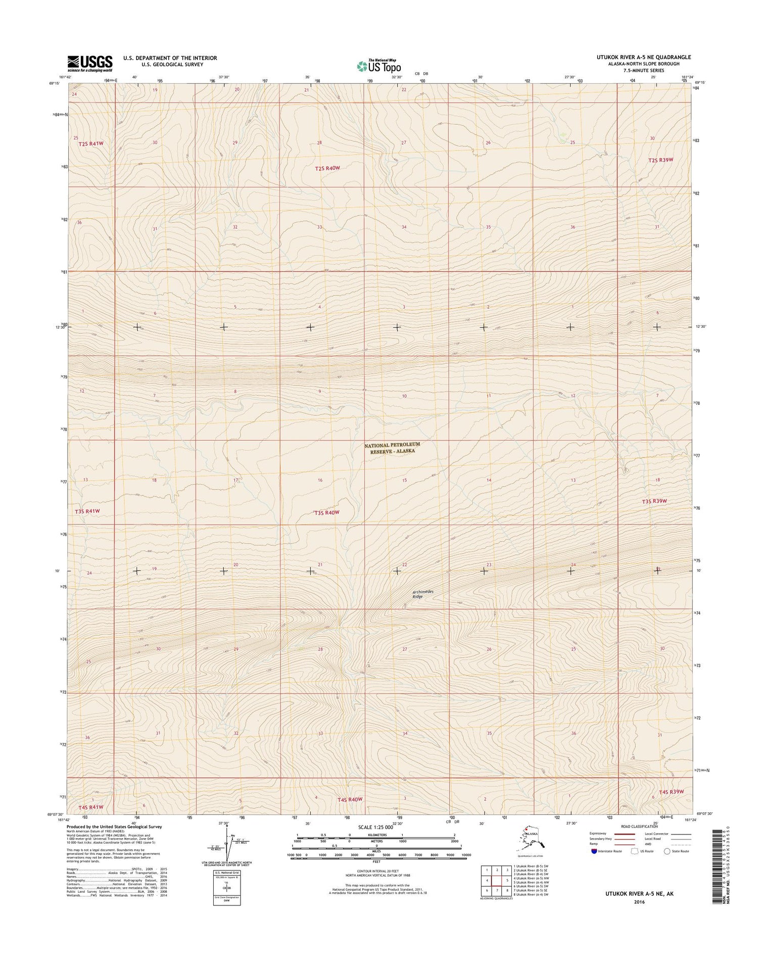 Utukok River A-5 NE Alaska US Topo Map Image