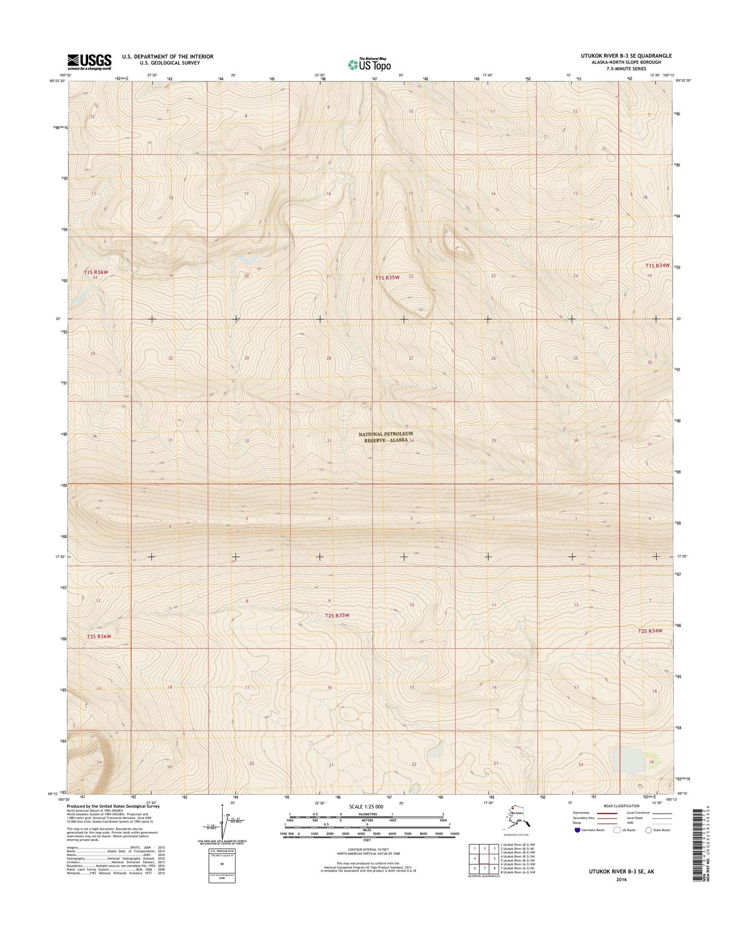 Utukok River B-3 SE Alaska US Topo Map Image