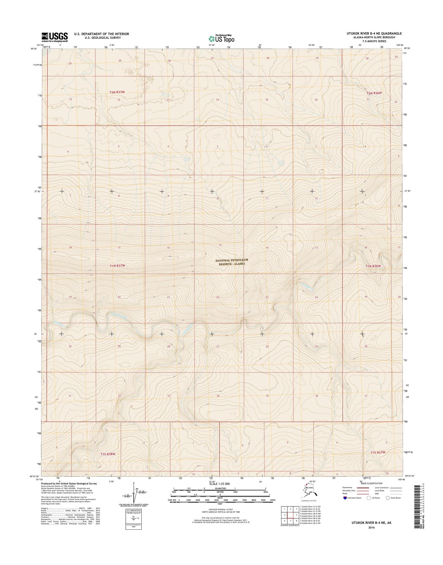 Utukok River B-4 NE Alaska US Topo Map Image
