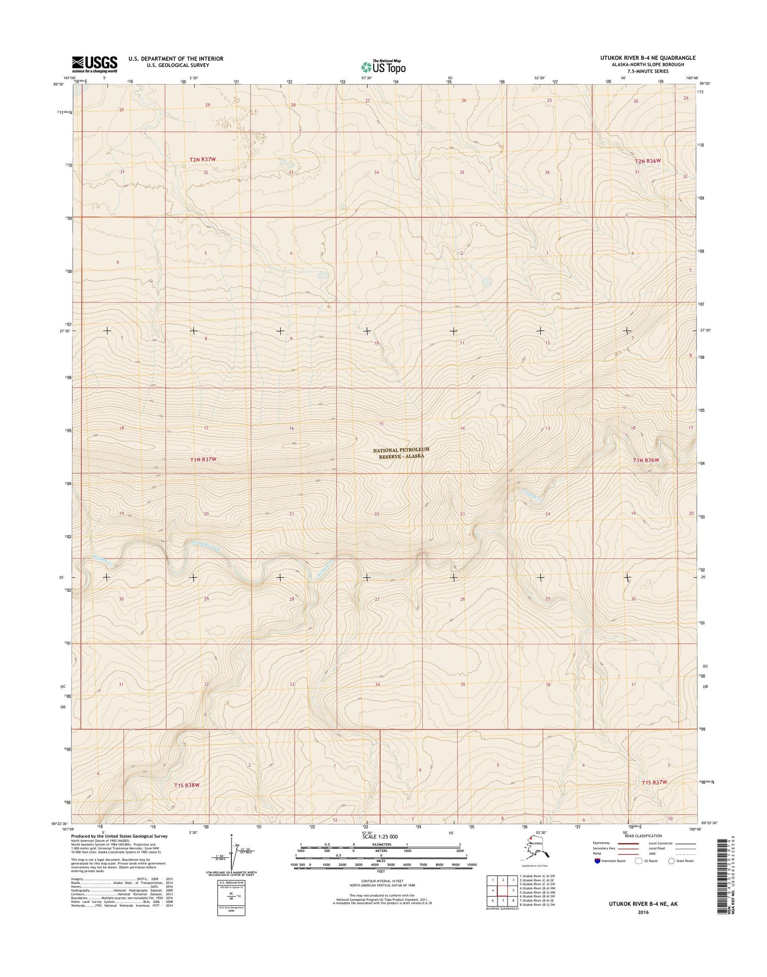 Utukok River B-4 NE Alaska US Topo Map Image