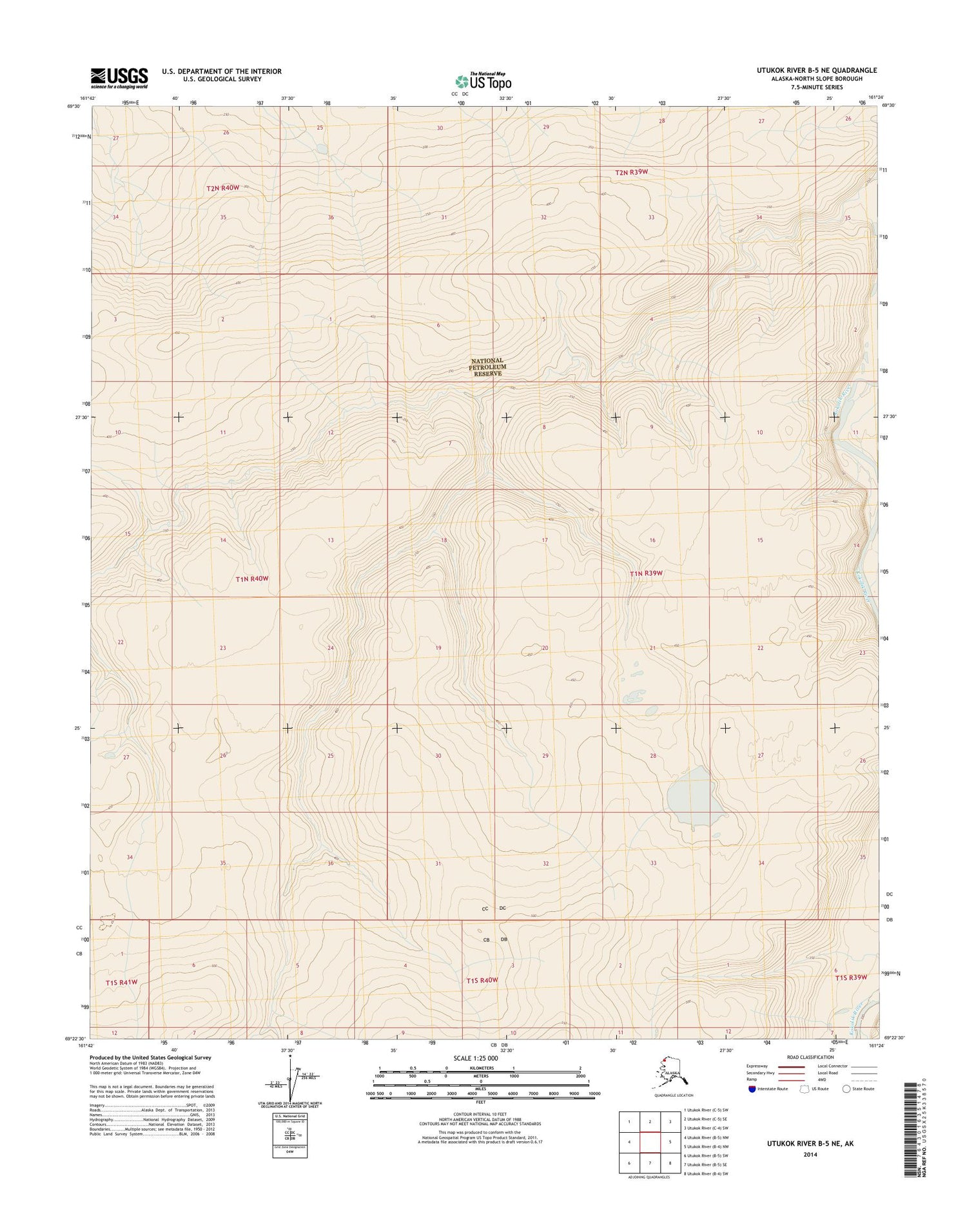 Utukok River B-5 NE Alaska US Topo Map Image
