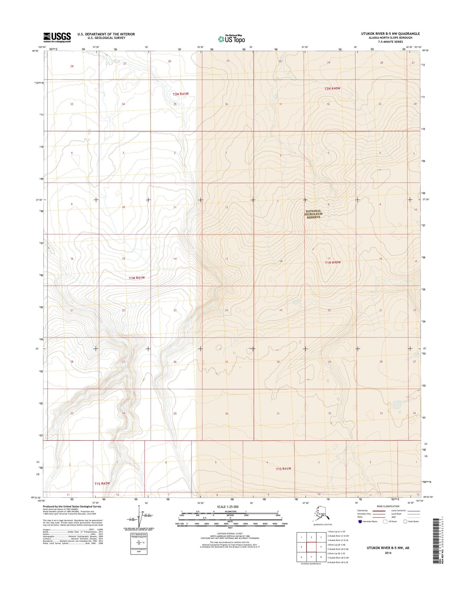 Utukok River B-5 NW Alaska US Topo Map Image
