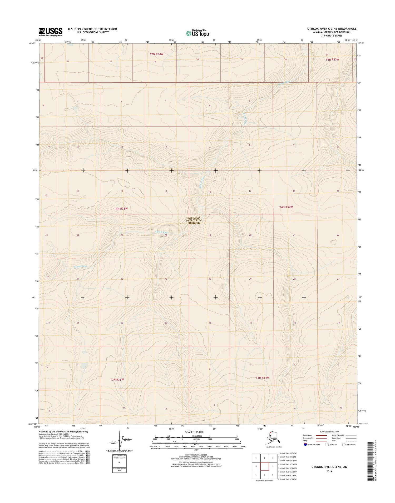 Utukok River C-3 NE Alaska US Topo Map Image