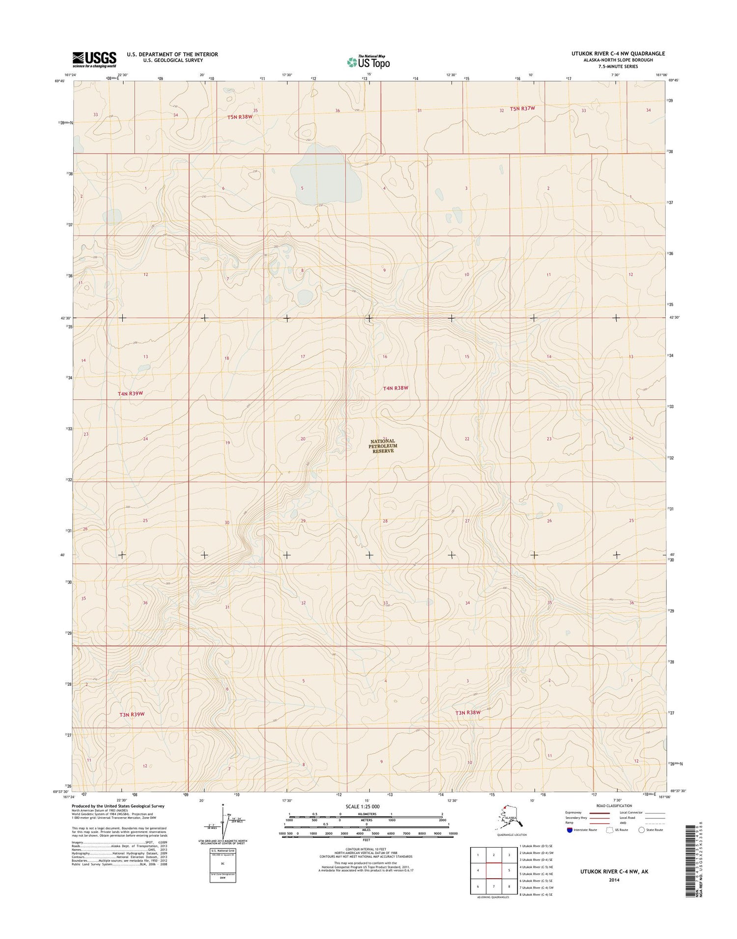 Utukok River C-4 NW Alaska US Topo Map Image
