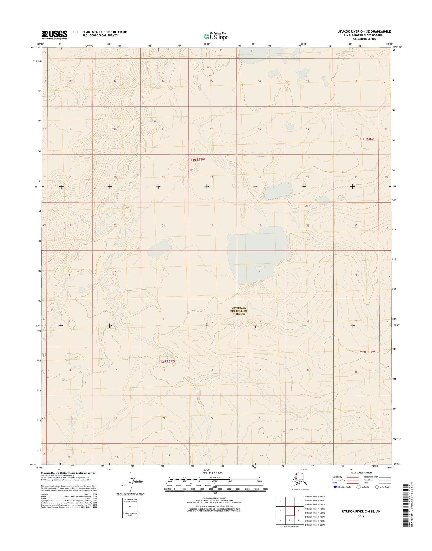 Utukok River C-4 SE Alaska US Topo Map Image