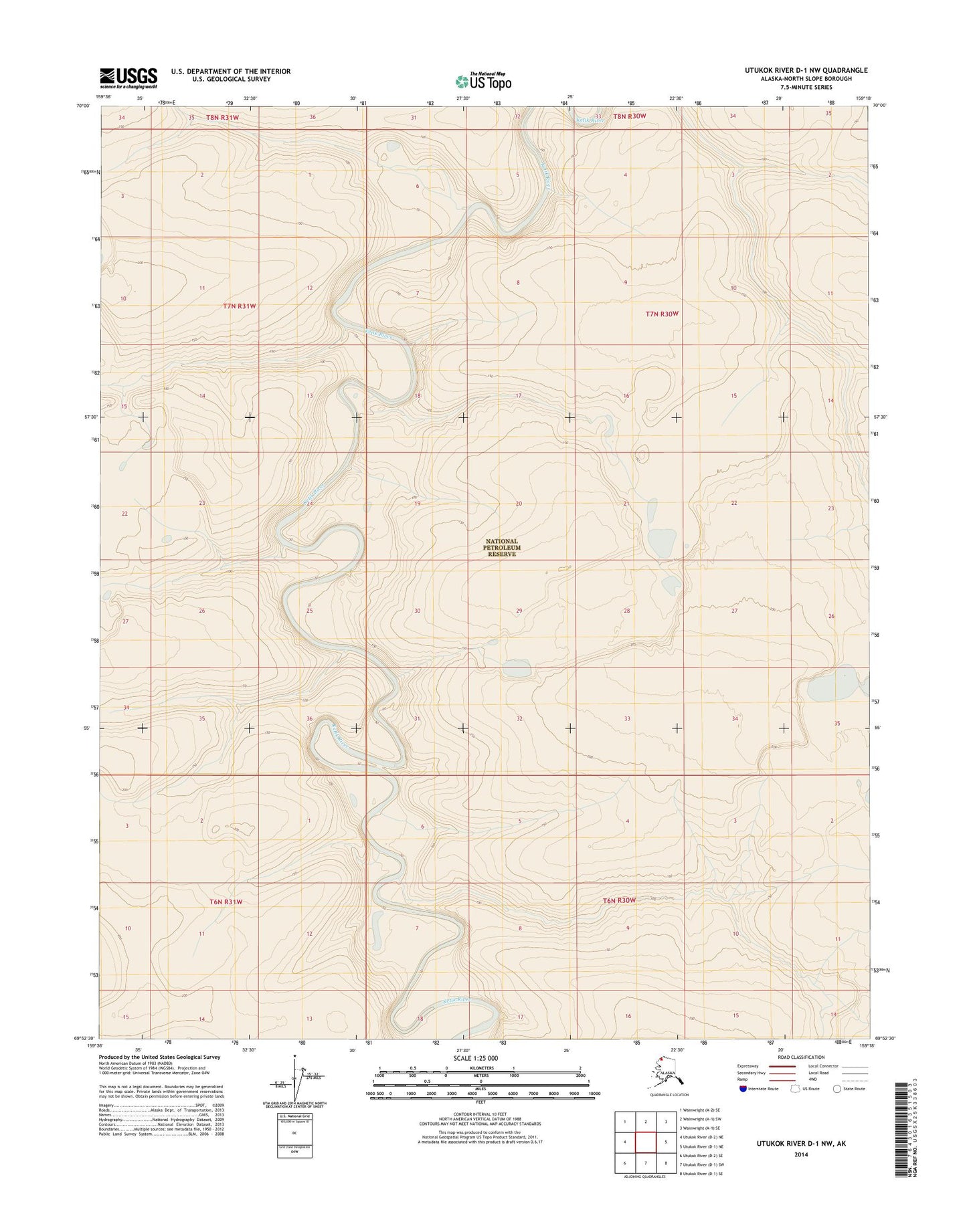 Utukok River D-1 NW Alaska US Topo Map Image