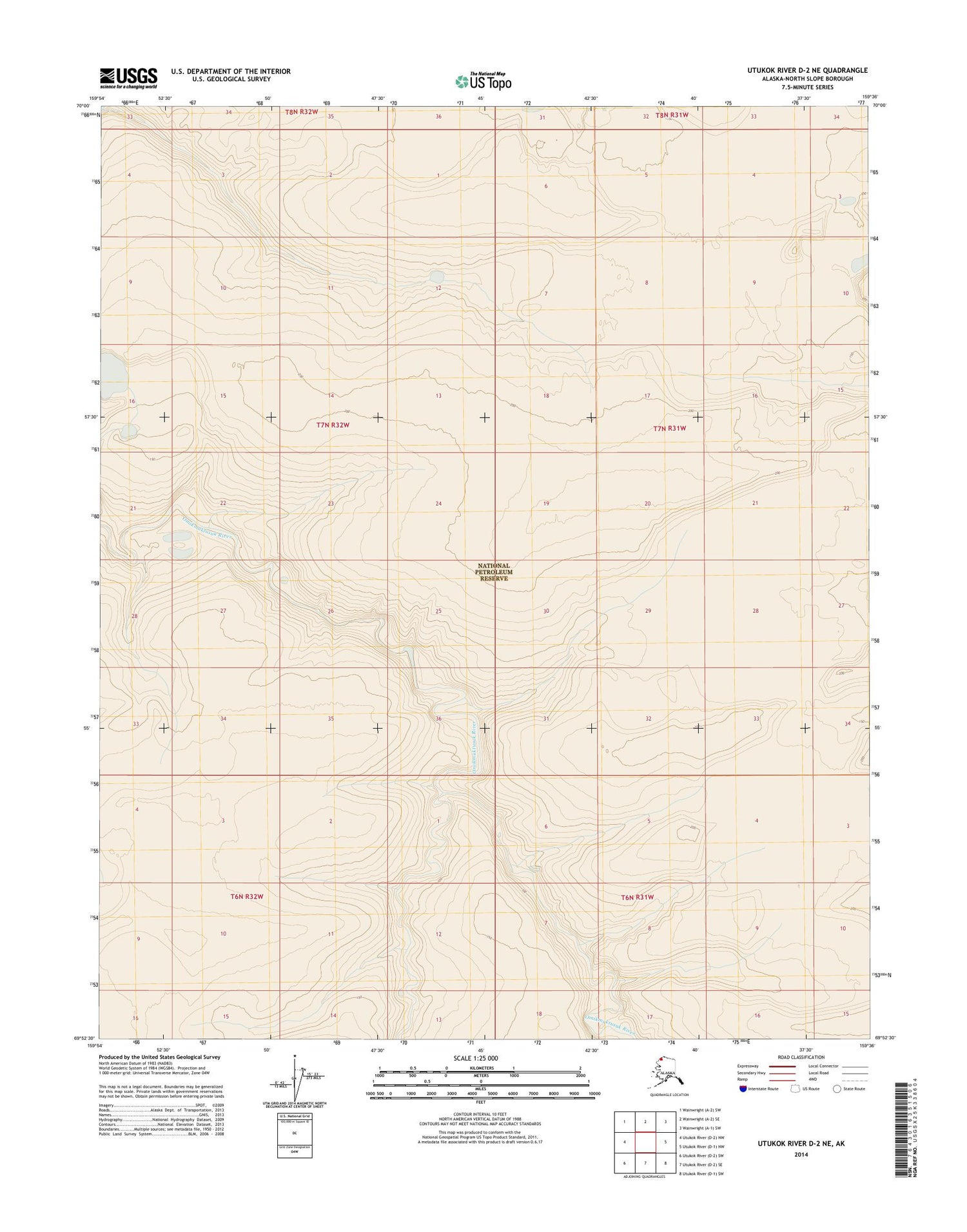 Utukok River D-2 NE Alaska US Topo Map Image