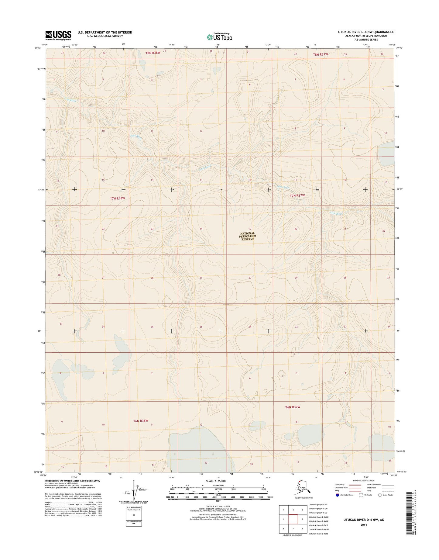 Utukok River D-4 NW Alaska US Topo Map Image