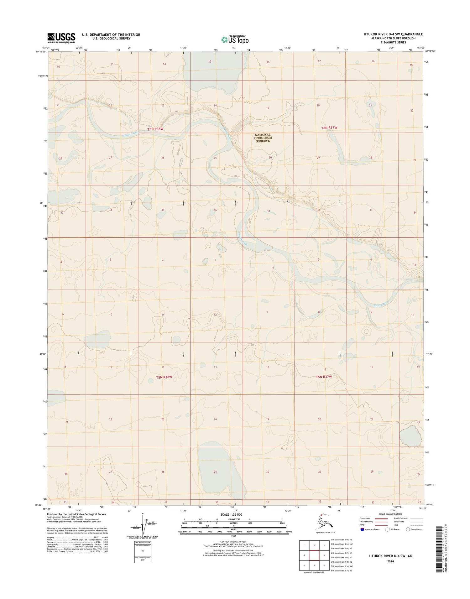 Utukok River D-4 SW Alaska US Topo Map Image