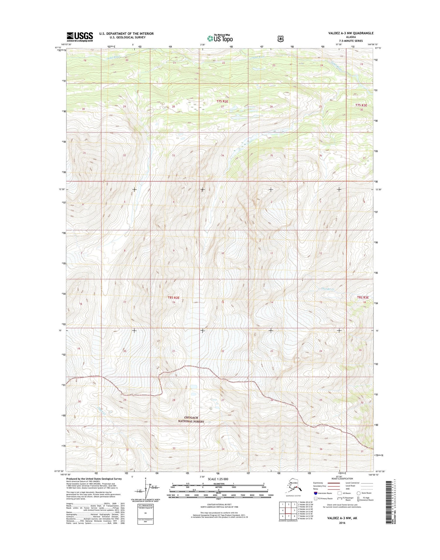 Valdez A-3 NW Alaska US Topo Map Image