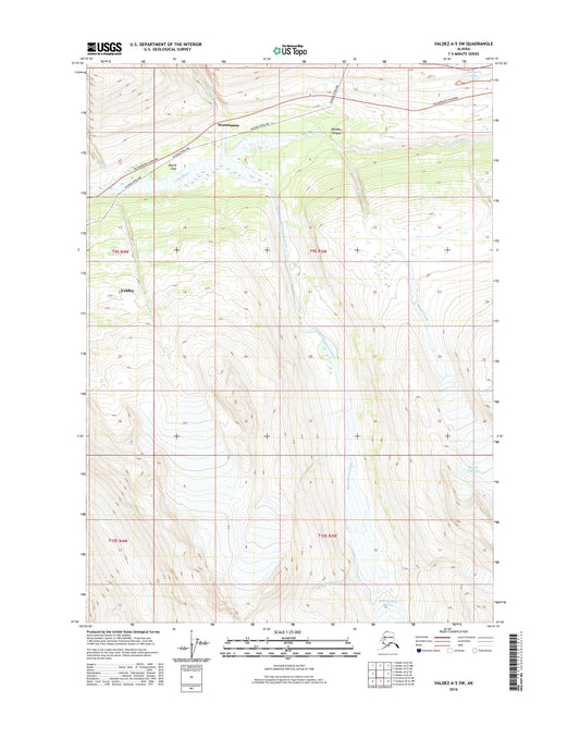 Valdez A-5 SW Alaska US Topo Map Image