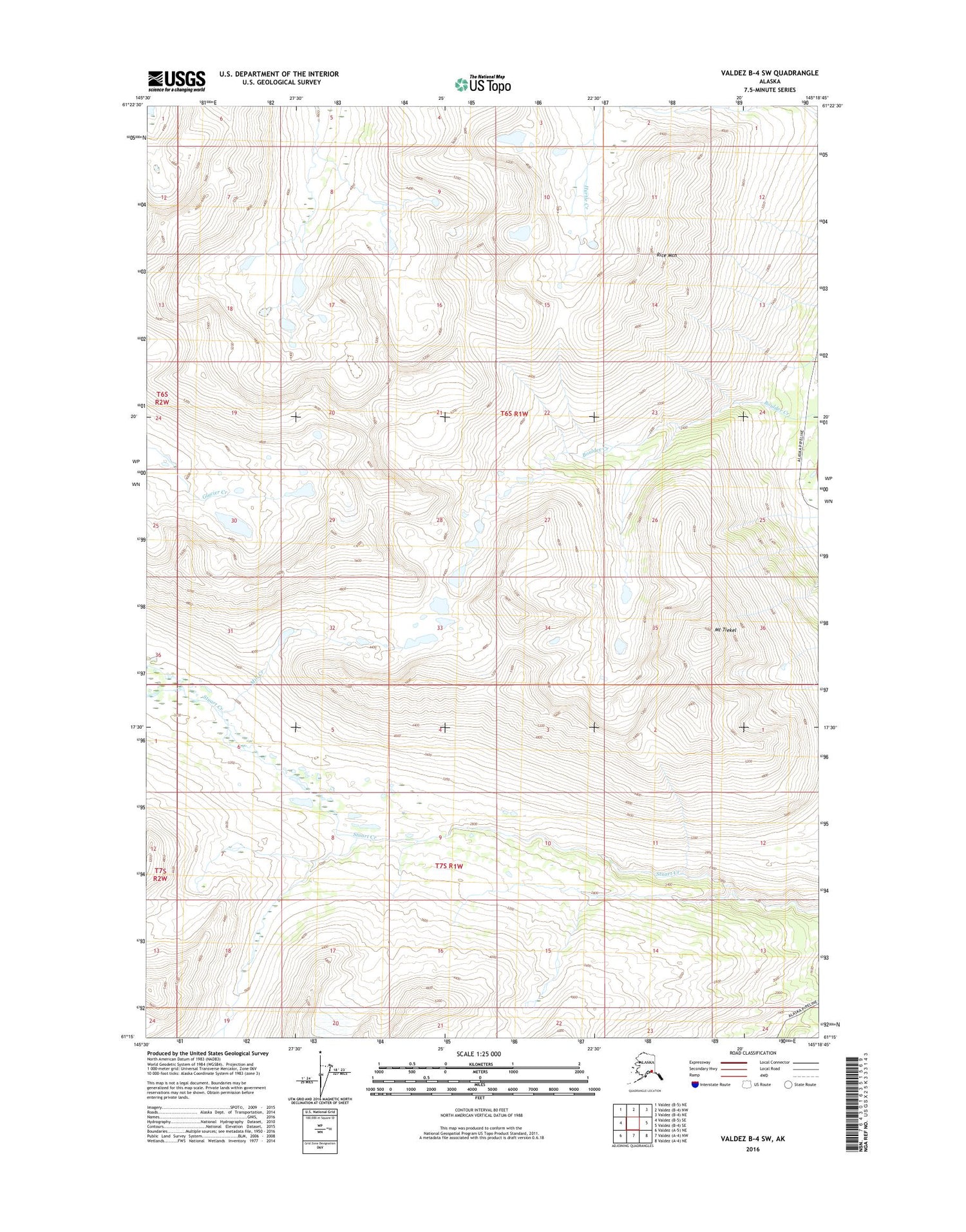 Valdez B-4 SW Alaska US Topo Map Image