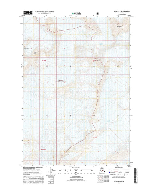 Valdez B-7 SW Alaska US Topo Map Image
