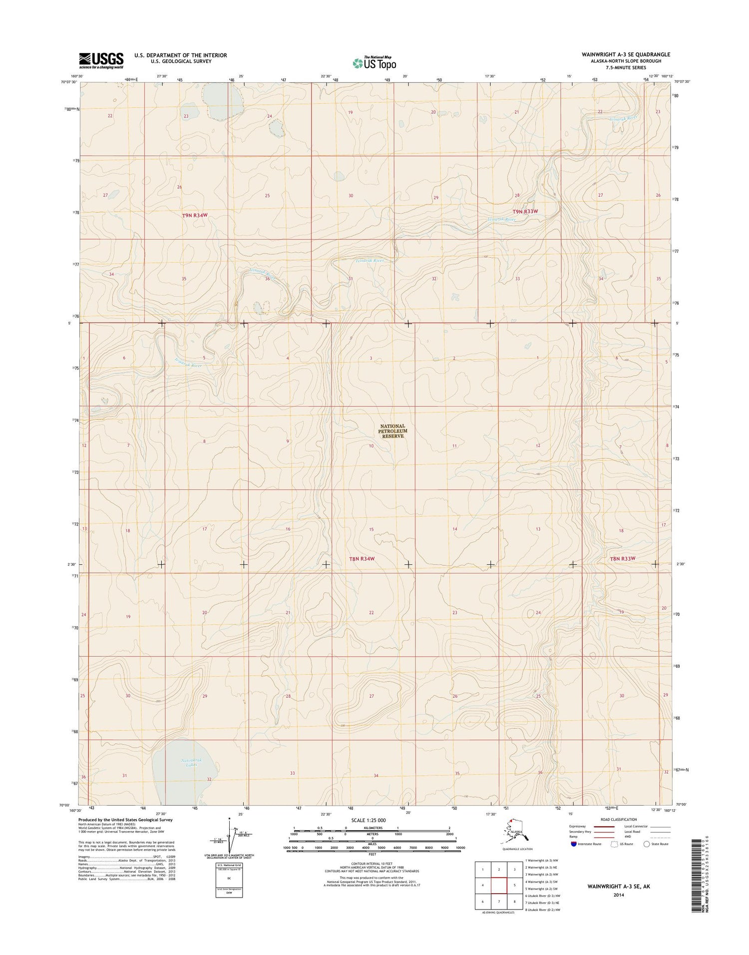 Wainwright A-3 SE Alaska US Topo Map Image