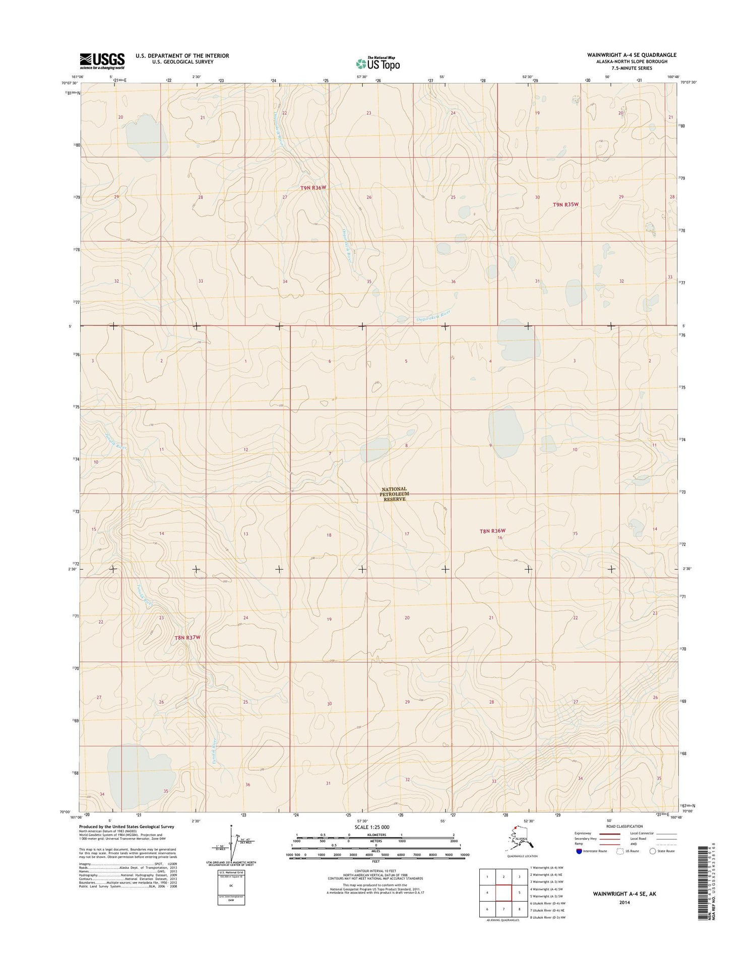 Wainwright A-4 SE Alaska US Topo Map Image