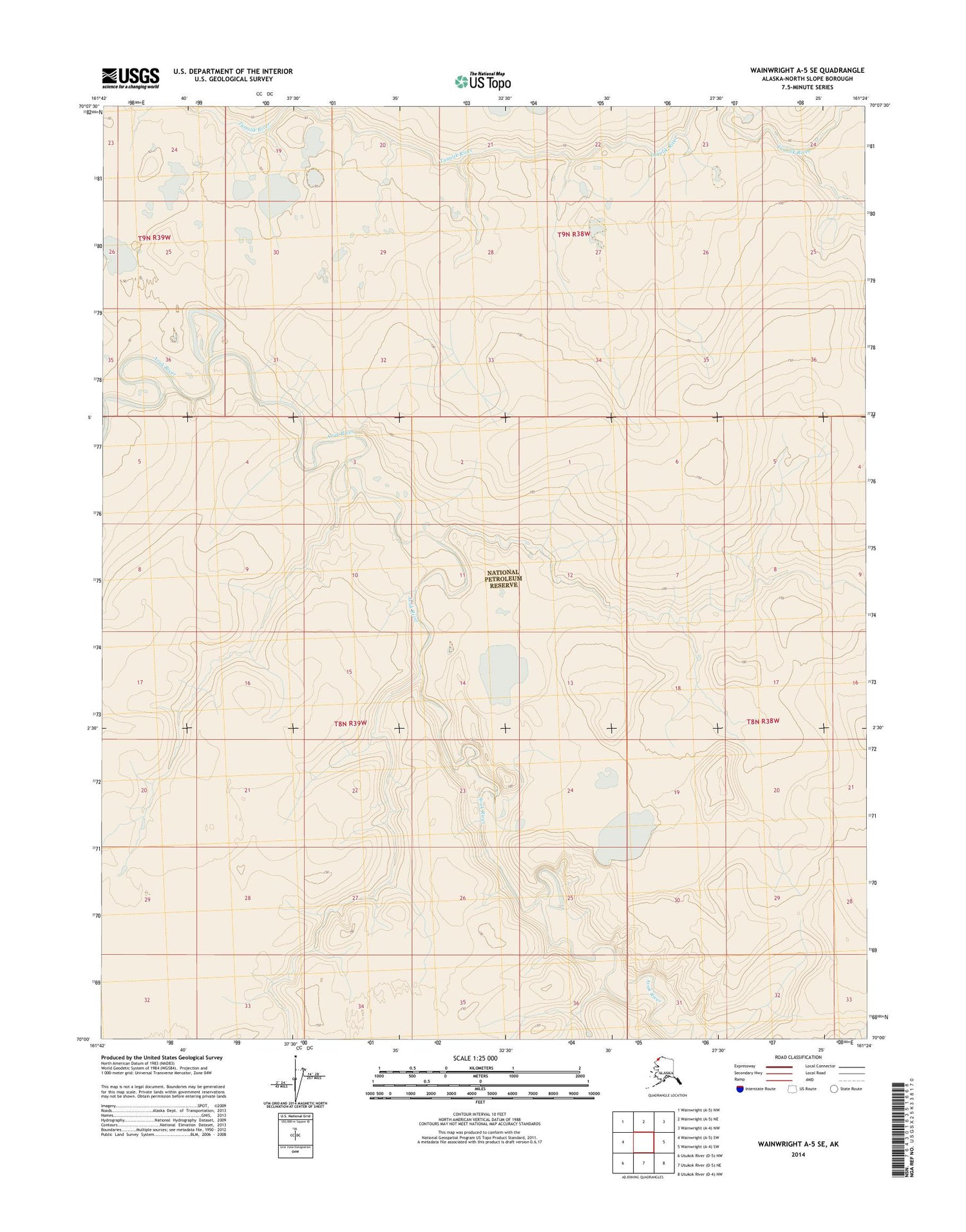 Wainwright A-5 SE Alaska US Topo Map Image