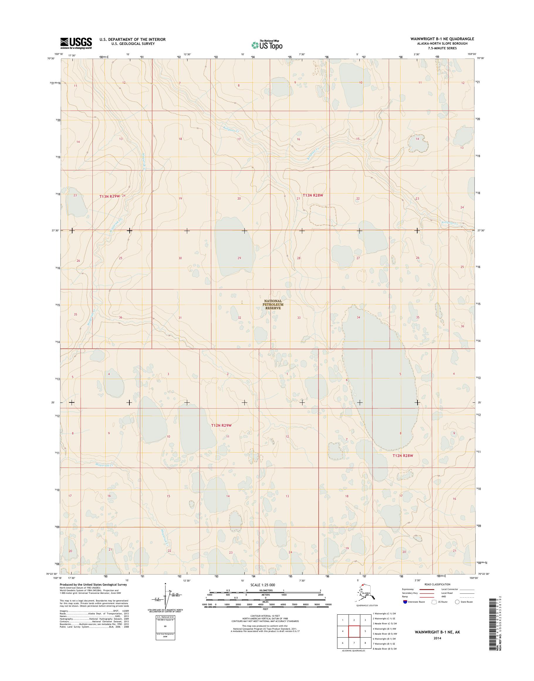 Wainwright B-1 NE Alaska US Topo Map – MyTopo Map Store